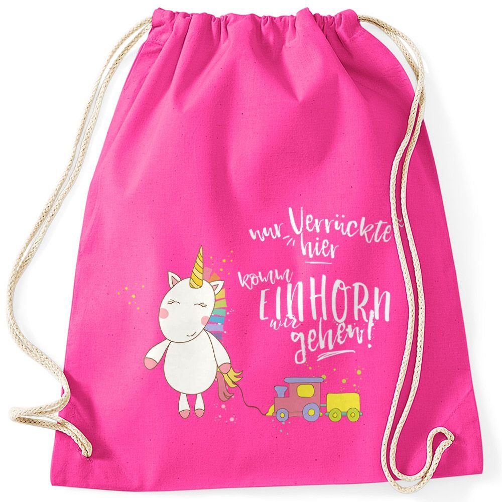 MoonWorks Turnbeutel Einhorn Turnbeutel Nur Verrückte hier komm Einhorn wir gehen Unicorn