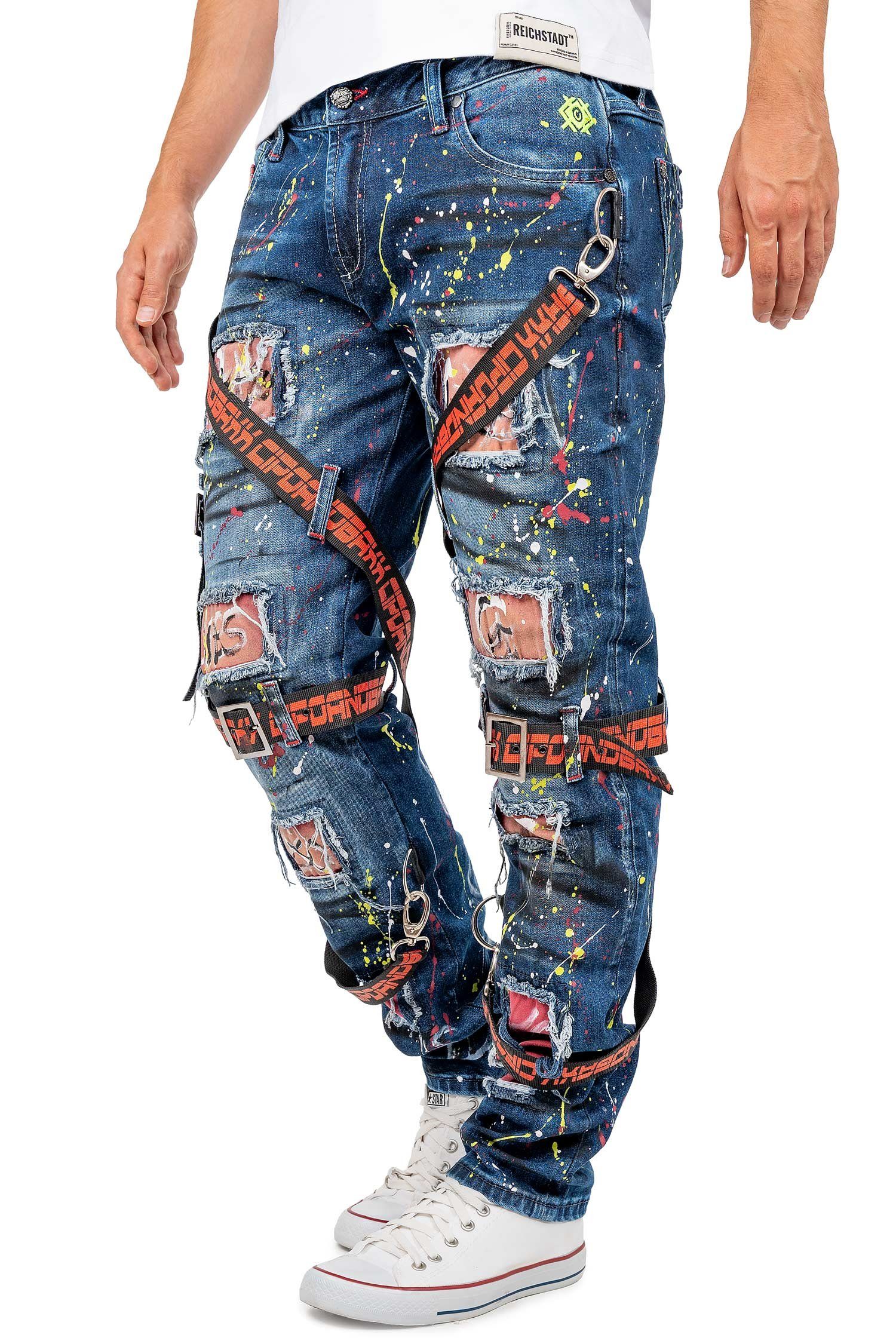 Verzierungen Destroyed & Extravaganten Regular-fit-Jeans Effekt BA-CD716 Bunte Cipo Baxx mit Hose