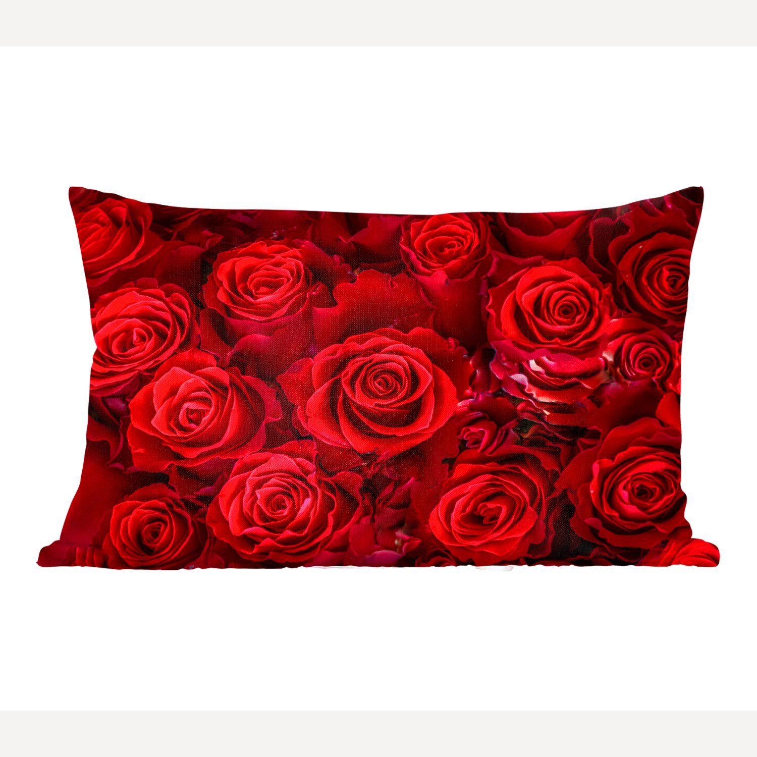 MuchoWow Dekokissen Blumen - Rosen - Rot, Wohzimmer Dekoration, Zierkissen, Dekokissen mit Füllung, Schlafzimmer