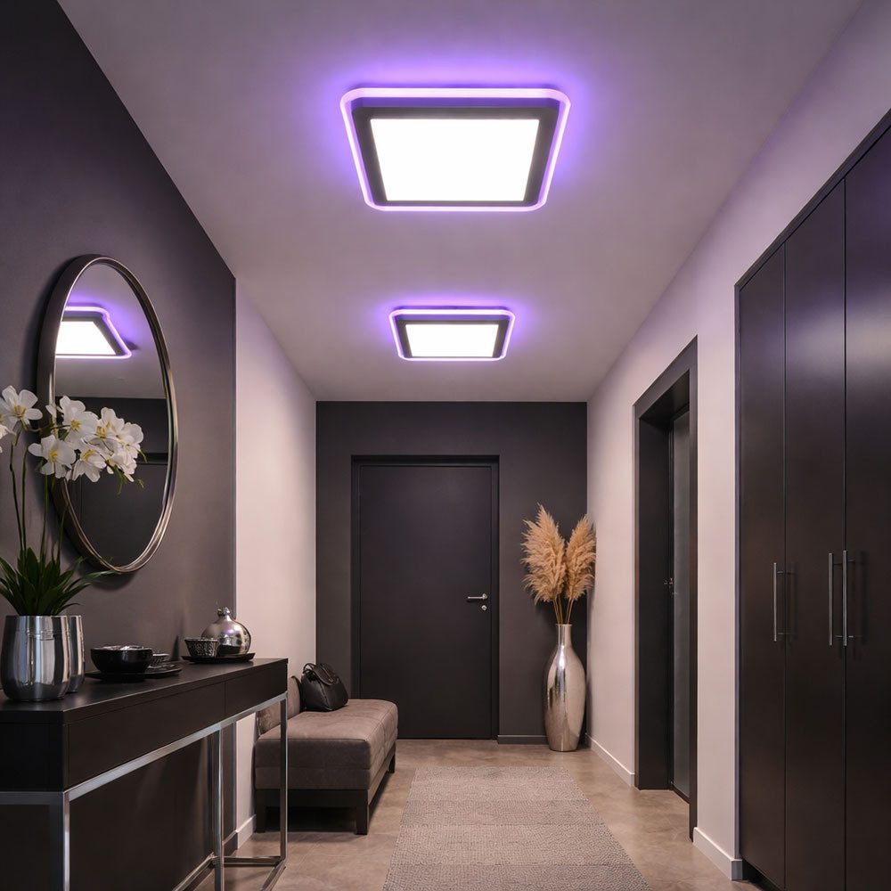 JUST LIGHT LED Deckenleuchte, LED-Leuchtmittel fest verbaut, Kaltweiß, Warmweiß, Neutralweiß, Tageslichtweiß, Farbwechsel, LED Deckenleuchte Farbwechsel rechteckig Deckenlampe dimmbar