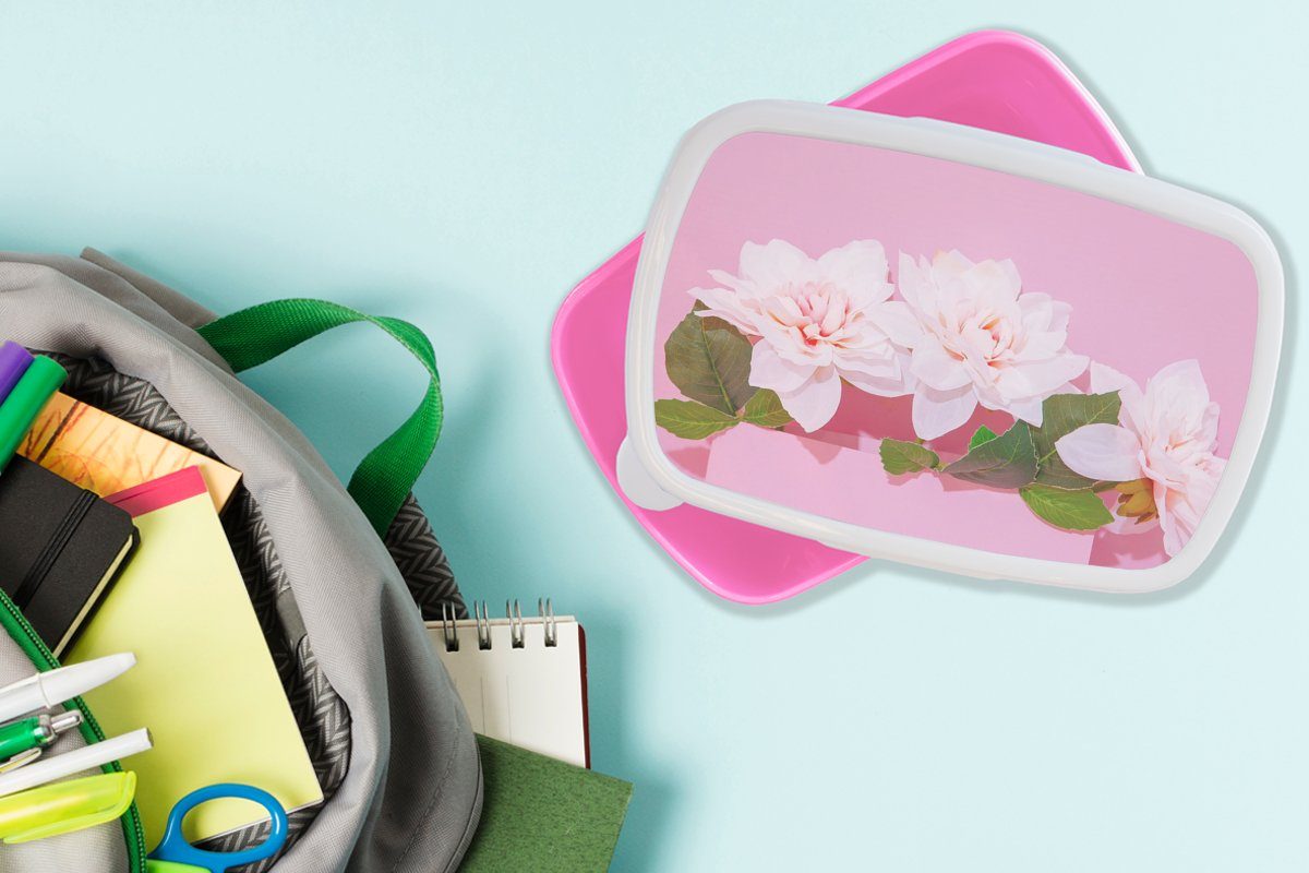 - Rosa, Snackbox, Sommer Erwachsene, Kunststoff (2-tlg), Mädchen, Kinder, Blüte - Brotdose Lunchbox für MuchoWow Brotbox Kunststoff,