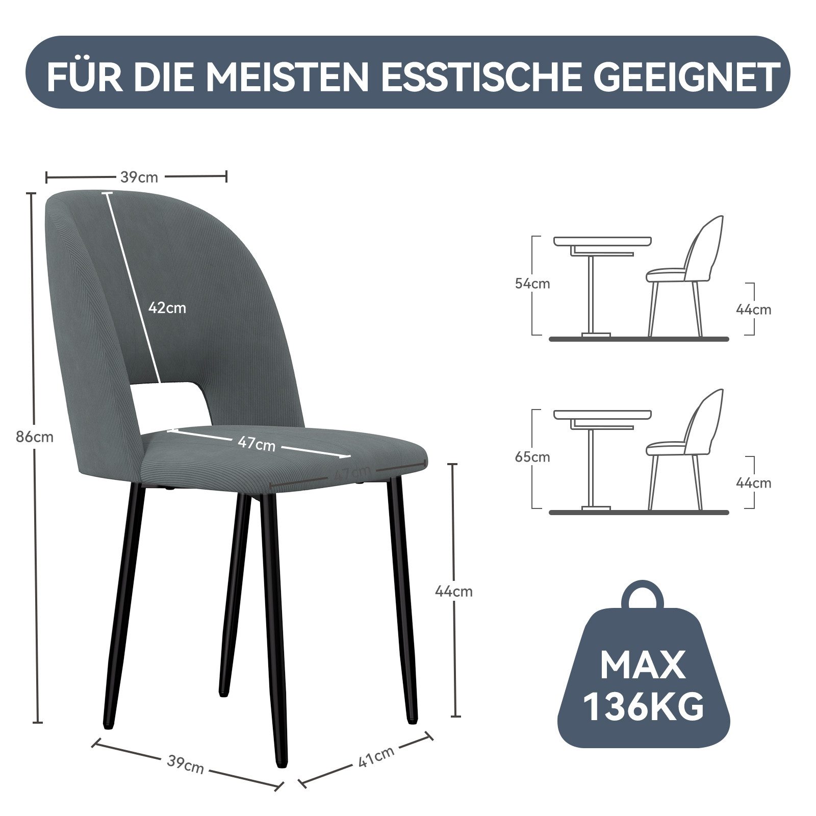 HawthyHome Esszimmerstuhl 2er Set Küchenstuhl Polsterstuhl günstig online kaufen