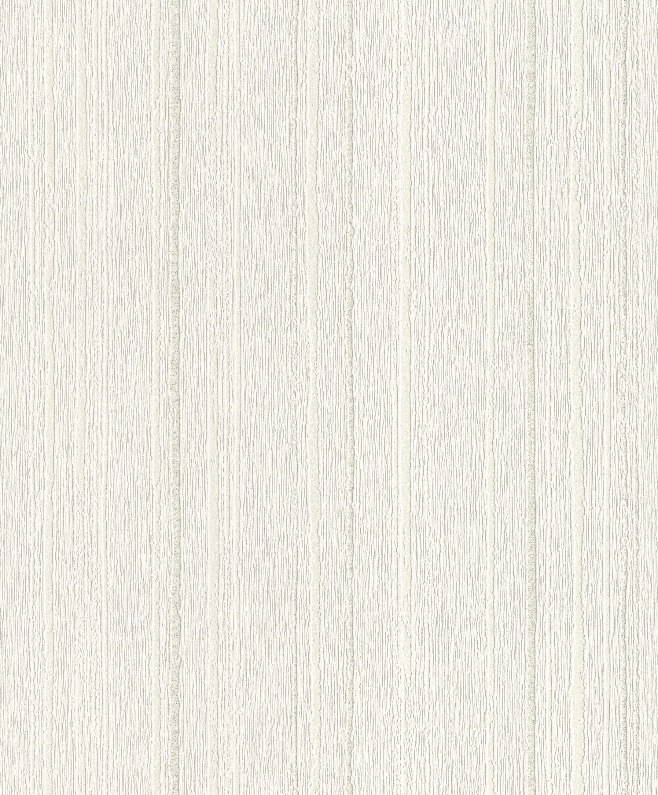 Rasch Vliestapete Linien & Streifen Strukturmuster - Vliestapete Weiß Creme, strukturiert, (1 Rolle, 1 St., 10,05 m x 0,53 m), Lichtbeständige Farben - Feucht abwischbar - Restlost abziehbar