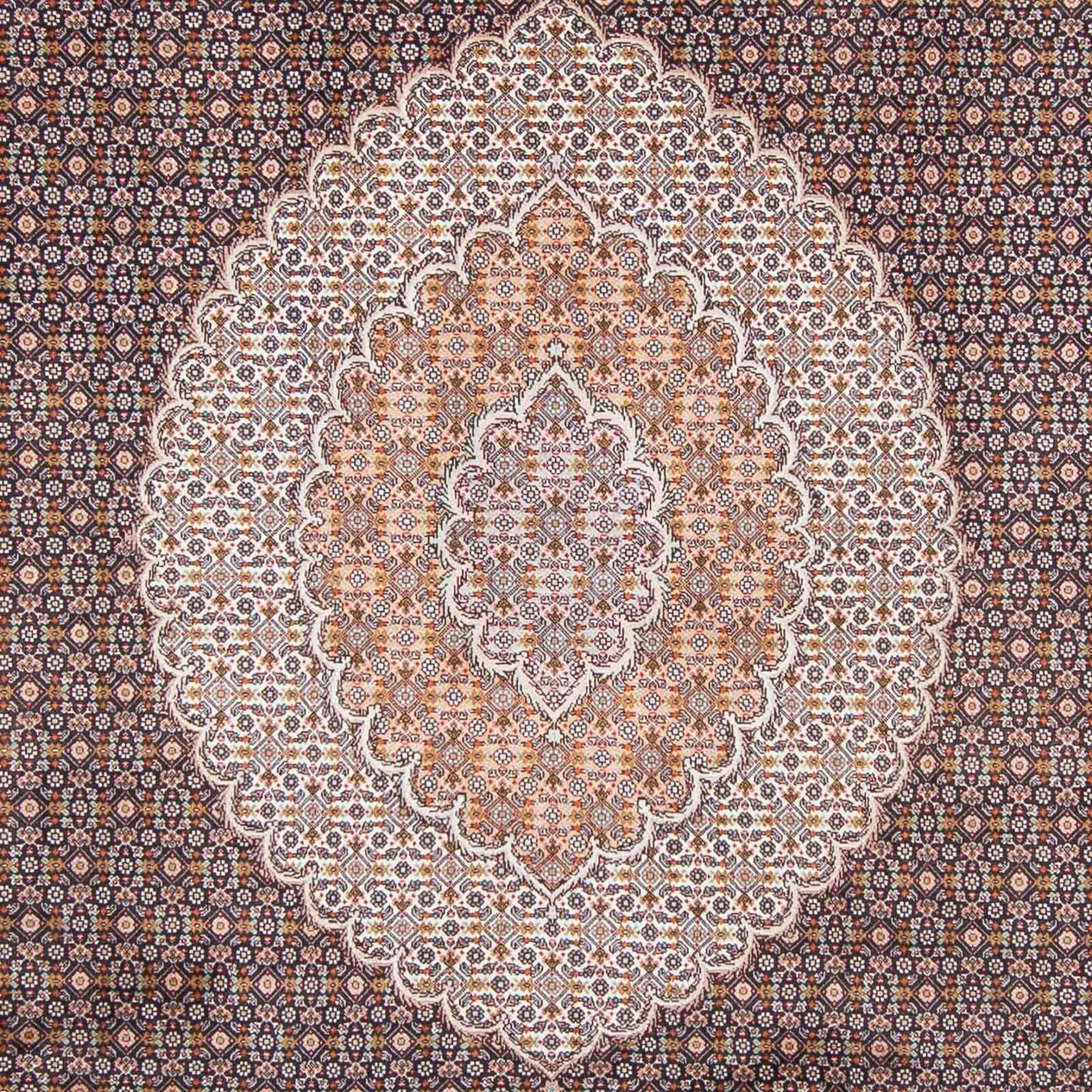 Orientteppich Perser Einzelstück rechteckig, Höhe: Zertifikat cm - 10 morgenland, mit Wohnzimmer, - x mm, Handgeknüpft, Täbriz dunkelblau, 295 - 205