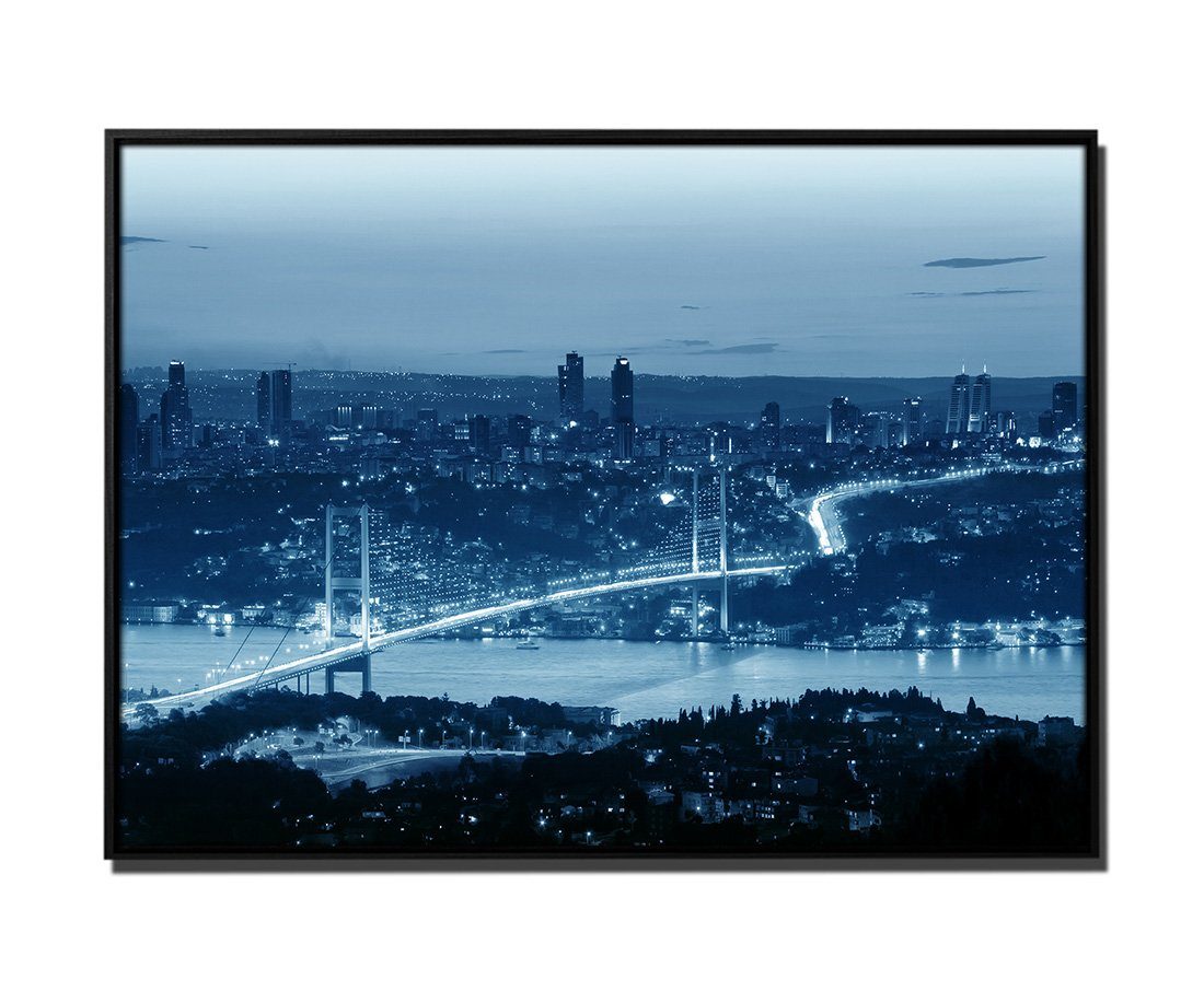Sinus Art Leinwandbild 105x75cm Leinwandbild Petrol Sonnenuntergang Bosporusbrücke Istanbul