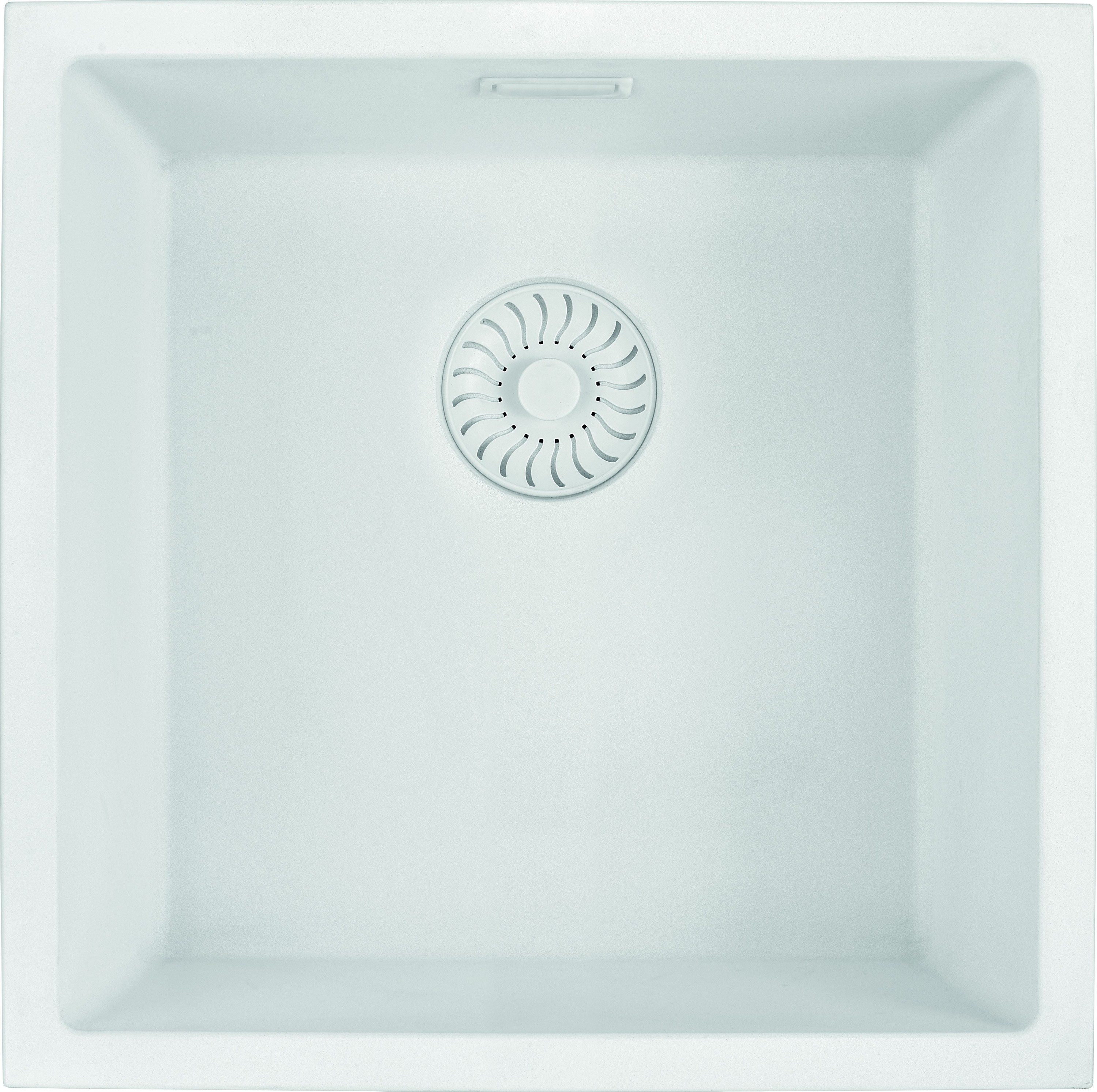CARESSI Küchenspüle CAGRPP40WHTU, quadratisch, 45/45 cm, White Line, Quarzkomposit, Handgefertigt