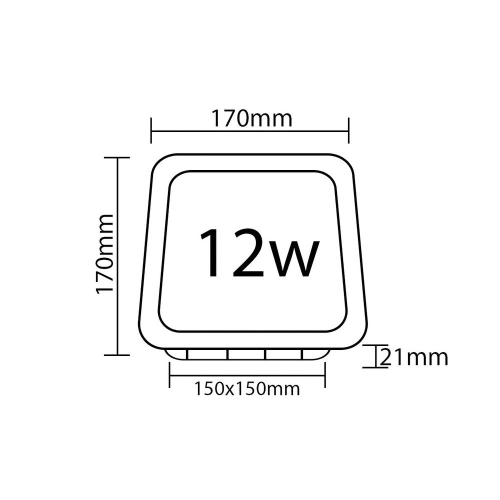 V-TAC LED Panel 12w LED Panel Ultra Slim Einbauleuchte Deckenlampe Einbaustrahler, Warmweiß, LED Panele Unterputz 12 Watt Warmweiß, 170x170x25mm, Form: eckig