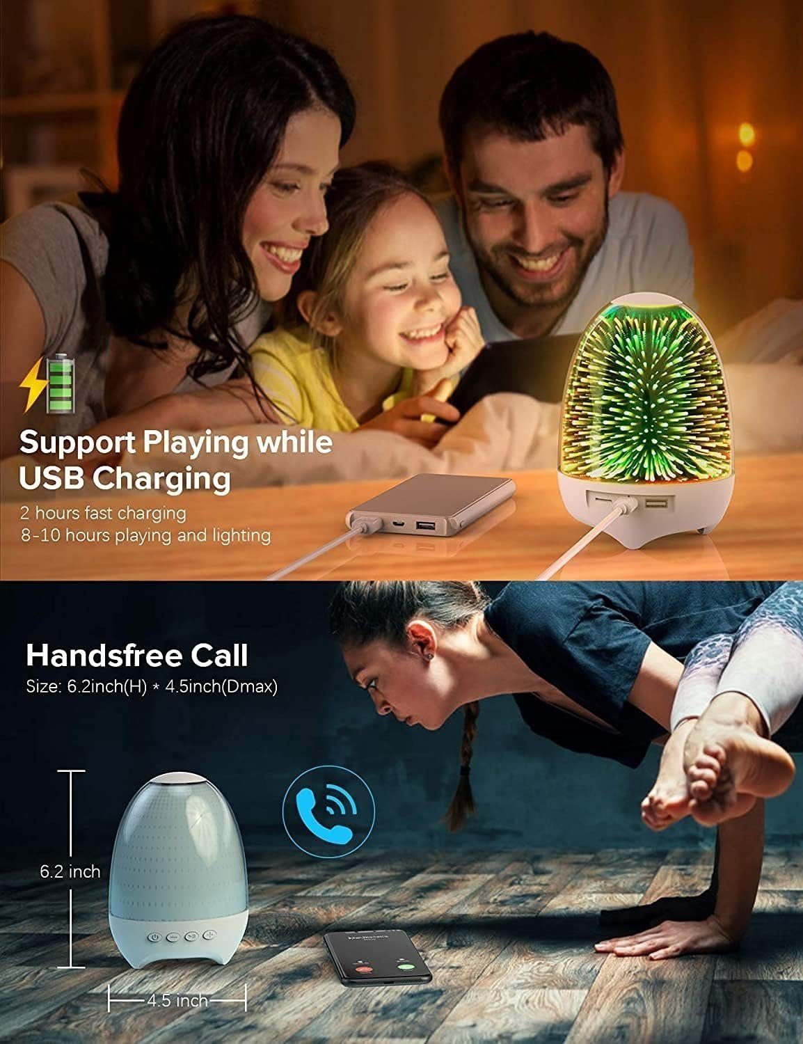 5 3D-Lichteffekt,Bluetooth mit Licht, Lautsprecher DOPWii Multifunktionaler Bluetooth-Lautsprecher