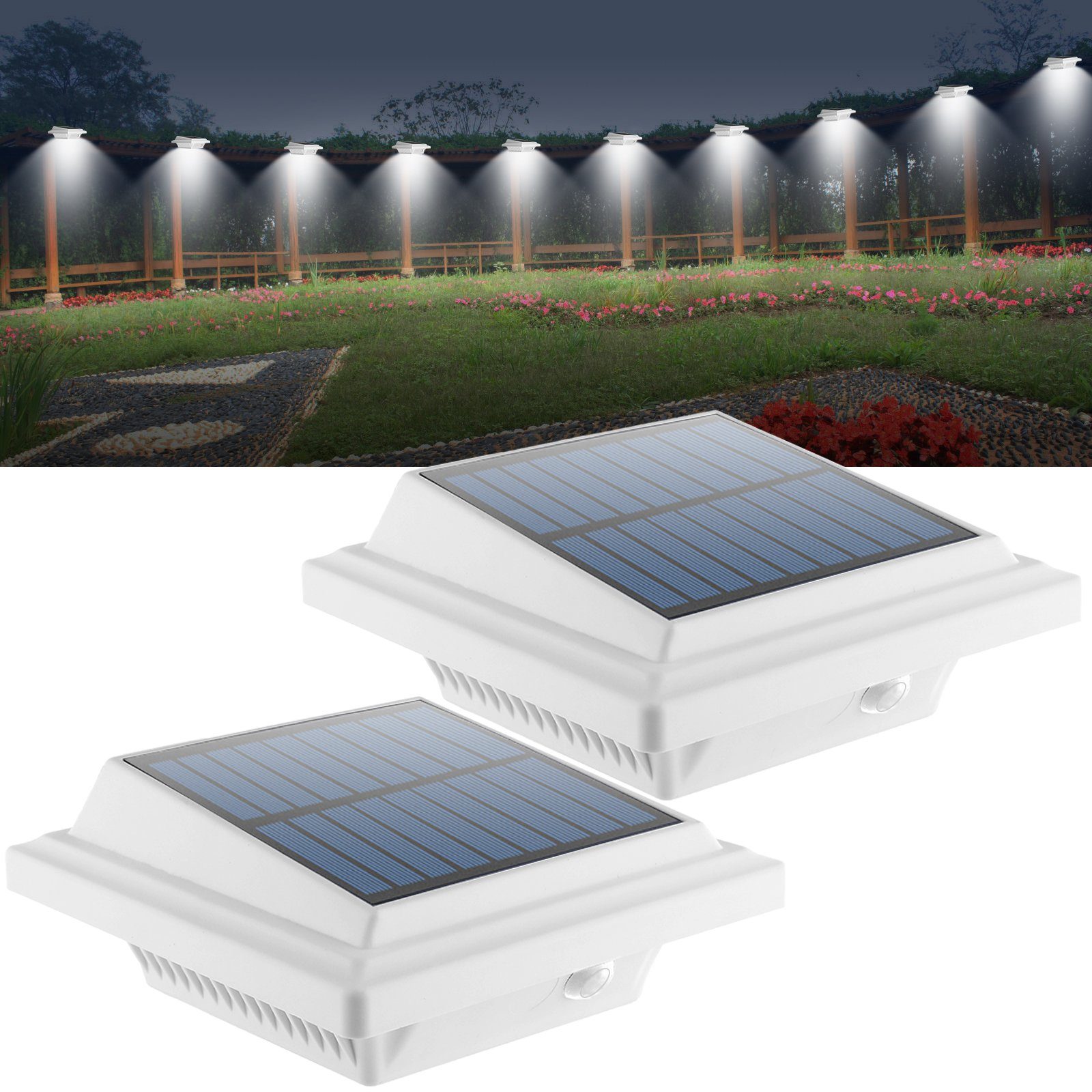 12LEDs Solarlampe mit Bewegungsmelder Dachrinnen Wand Strahler Sicherheit Licht 
