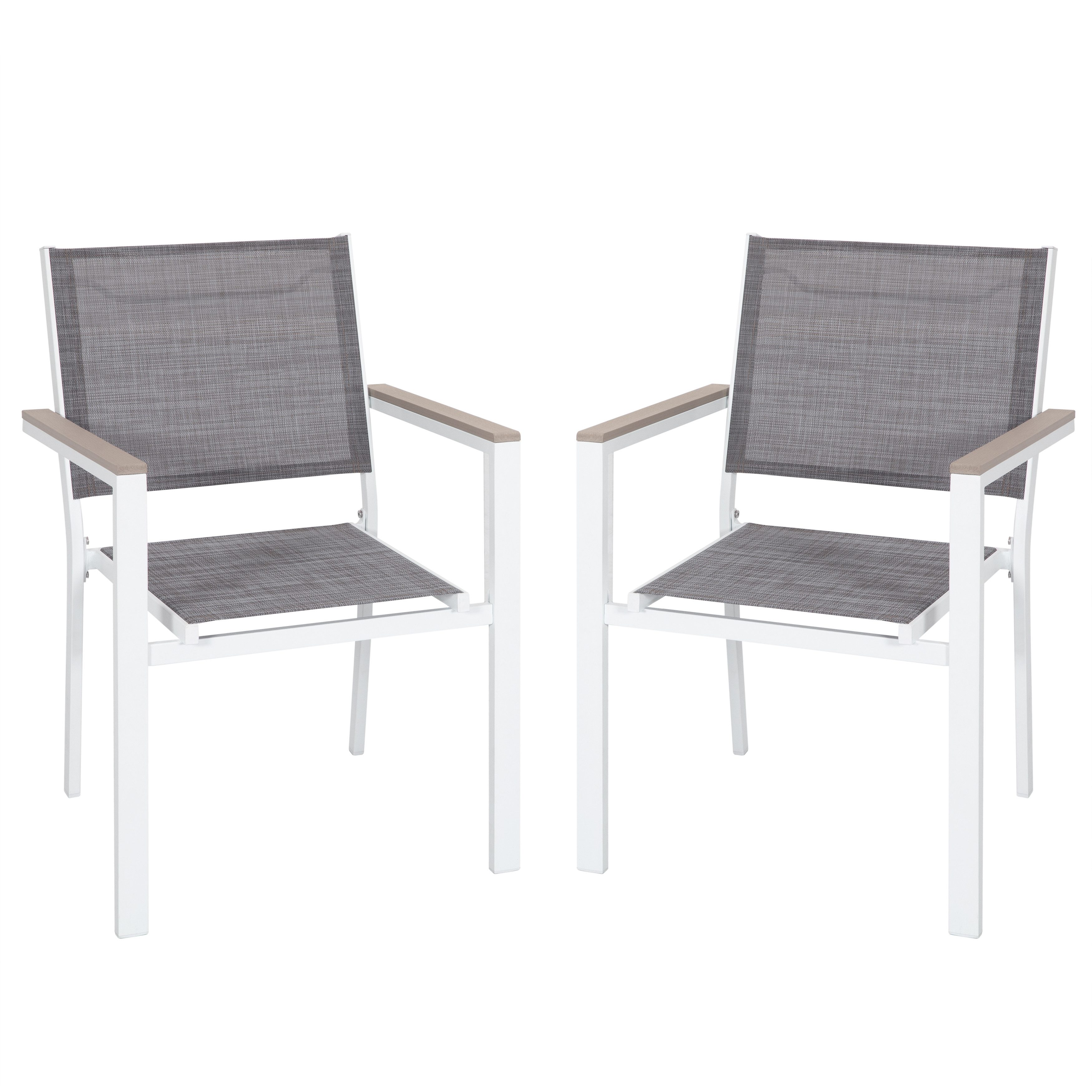 Avestar Gartenstuhl Stapelbarer Outdoor-Stuhl, aus Metall und Textilene, Weiß-Grau (2 St)