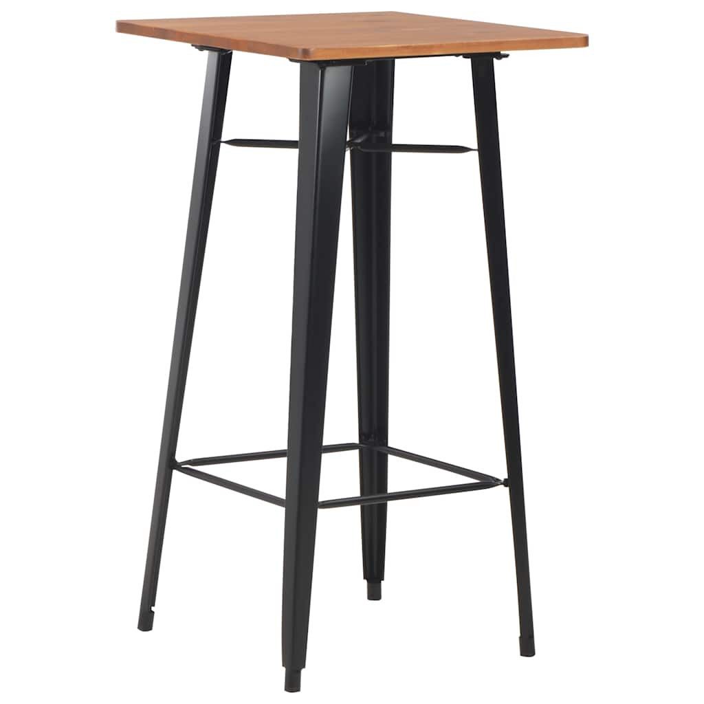 vidaXL Bartisch, Bartisch Schwarz 60×60×108 cm Kiefer Massivholz und Stahl