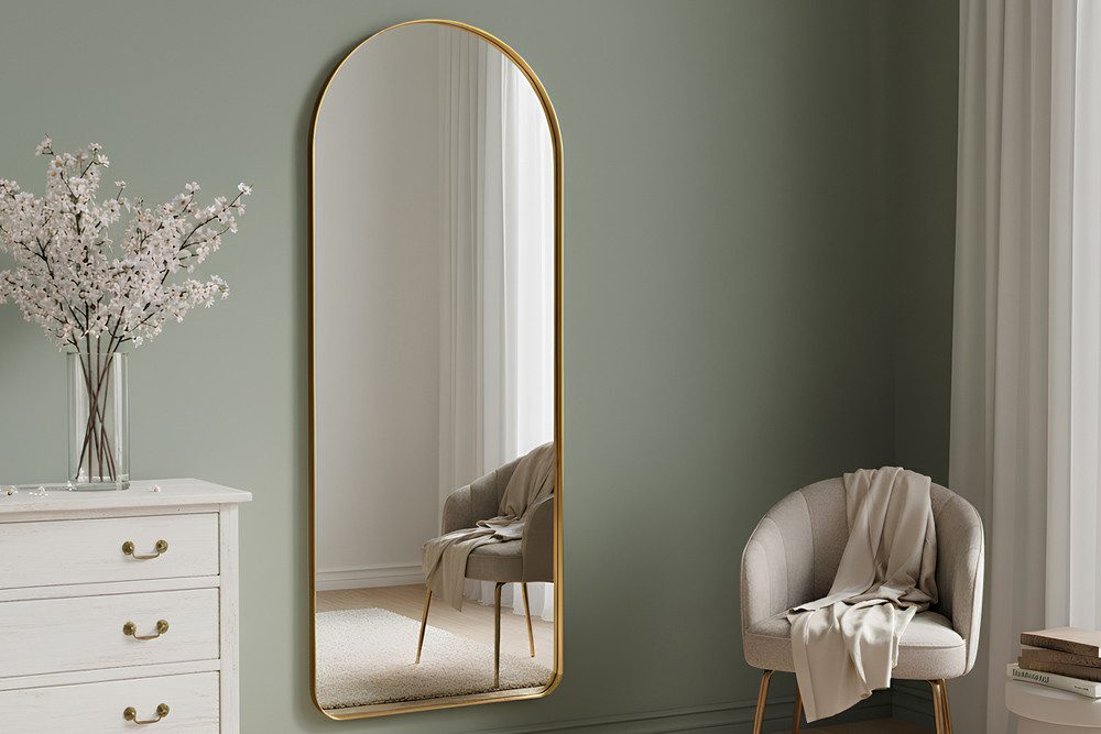 riess-ambiente Wandspiegel ARCA 160cm gold – Aluminium, Bogenform, Accessoire (Einzelartikel, 1-St), Spiegel für mehr Licht & Weite – ideal für Wohn- oder Schlafzimmer
