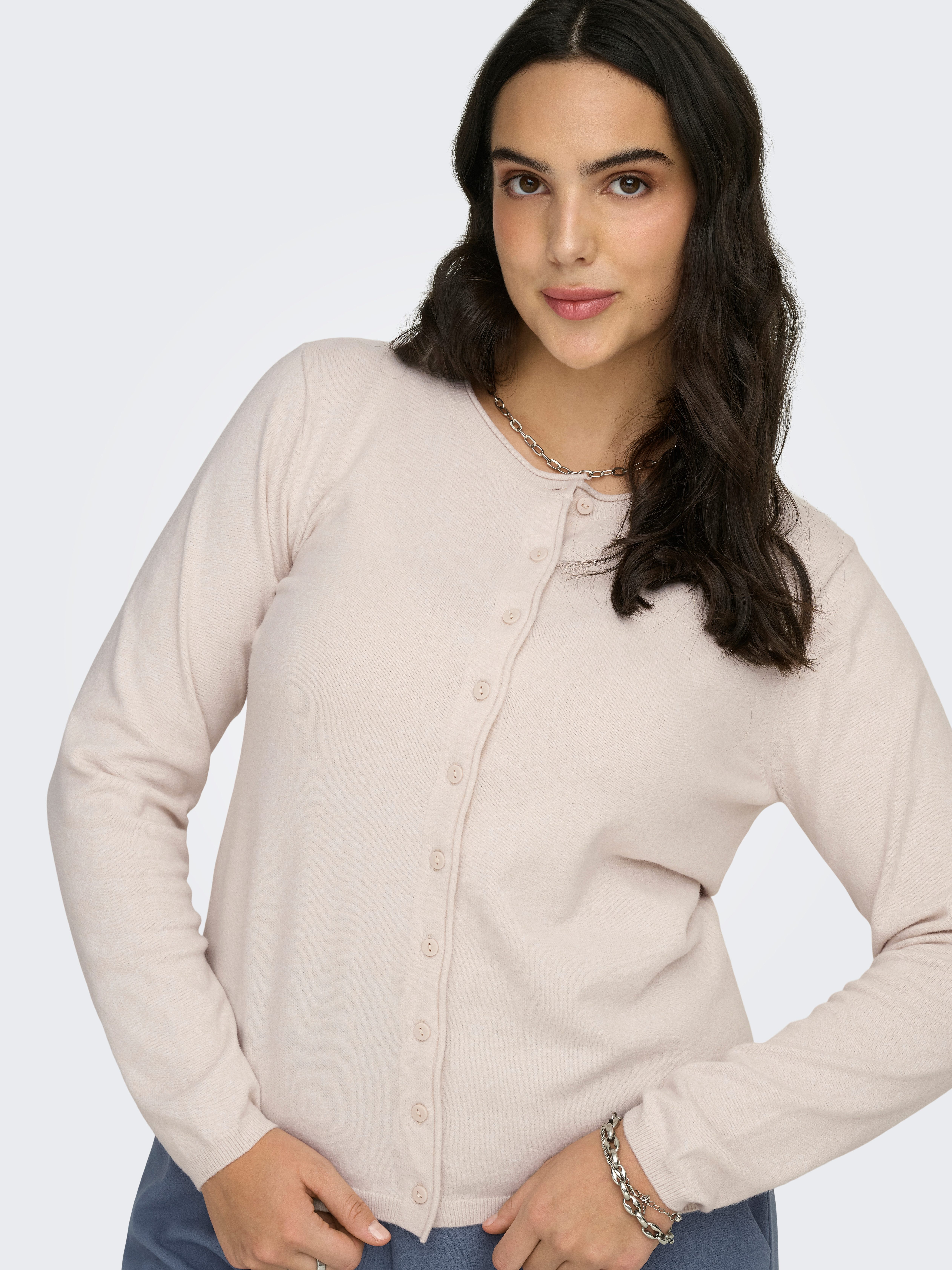 ONLY CARMAKOMA Strickjacke CARLOYAL LIFE LS O-NECKBU CARDI KNT NOOS Kunstfaser, Feinstrick
