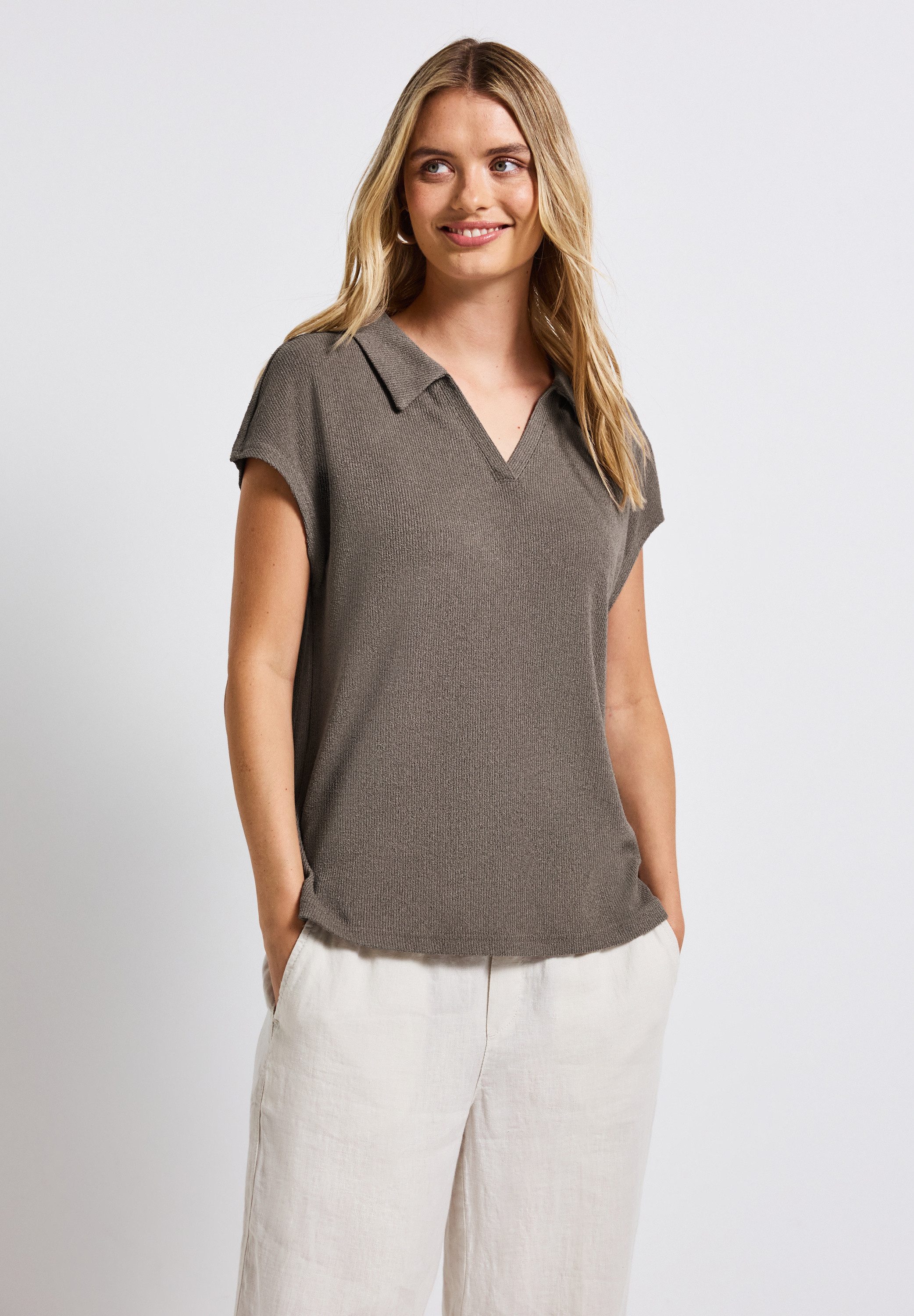 STREET ONE Poloshirt aus elastischem Materialmix günstig online kaufen