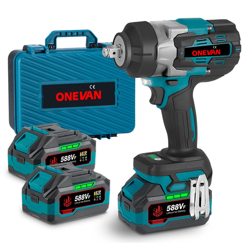 ONEVAN Akku-Schlagschrauber 2800 Nm 1/2" Bürstenloser Schlagschrauber mit 2 günstig online kaufen