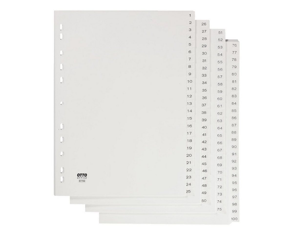 Otto Office Aktenordner, Register 1-100, DIN A4, 100-tlg., Kunststoff