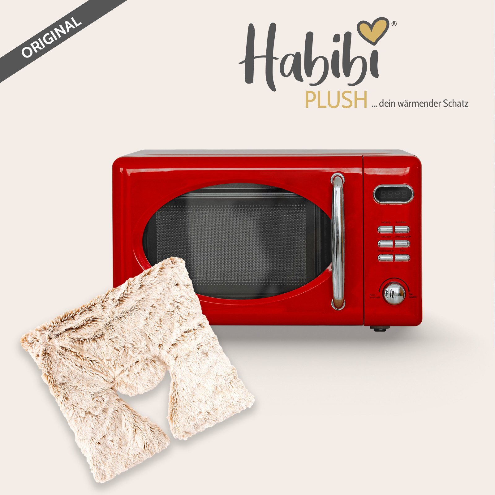 Habibi Plush Wärmekissen Habibi Nackenwärmer Nackenhörnchen creme Mikrowelle/Ofen, (Schulter-Rückenwärmer)
