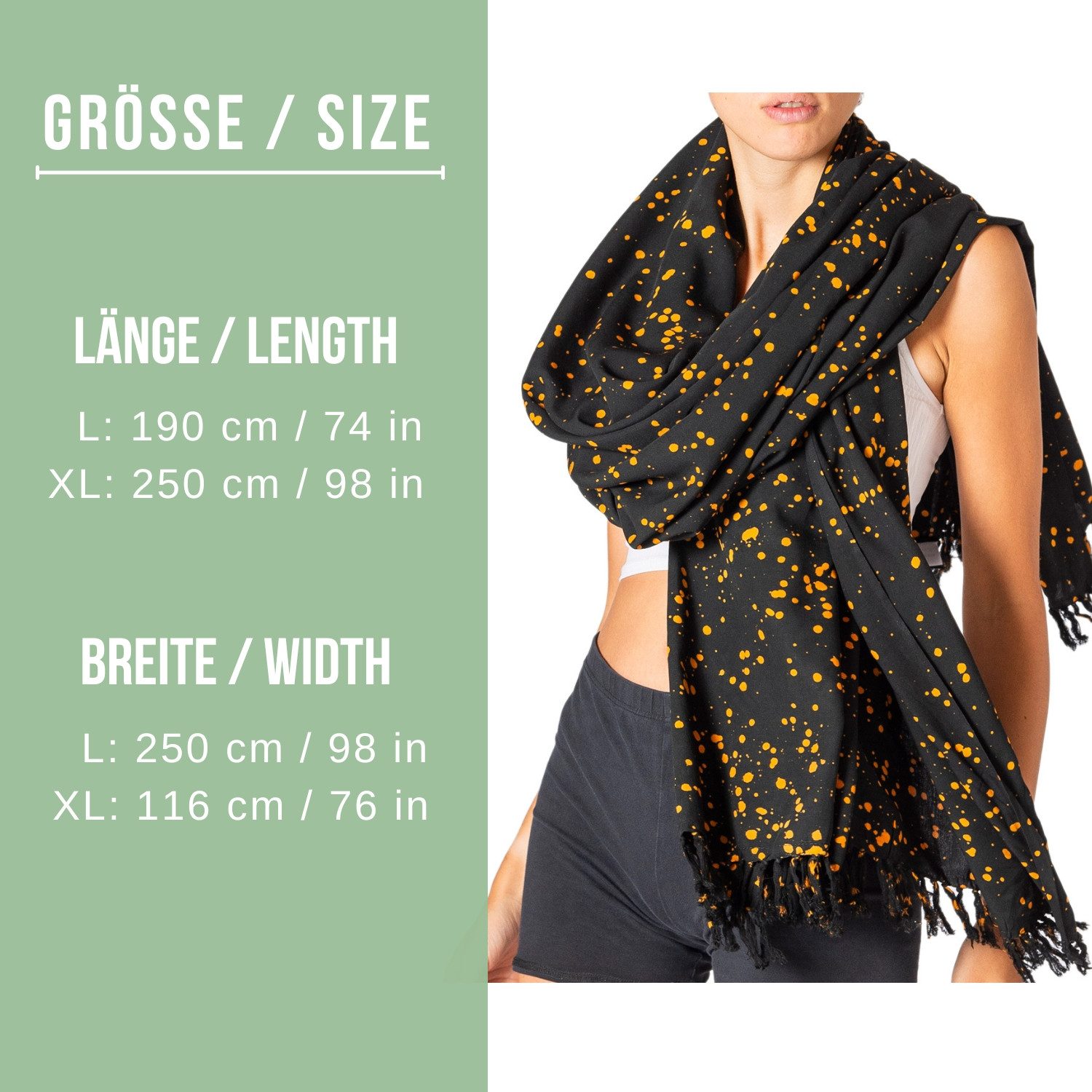 PANASIAM XXL-Schal Schal Wachsbatik für jede Jahreszeit egal ob als Schultertuch, Strandtuch Sarong oder Wickelkleid aus wunderbar weicher Viskose