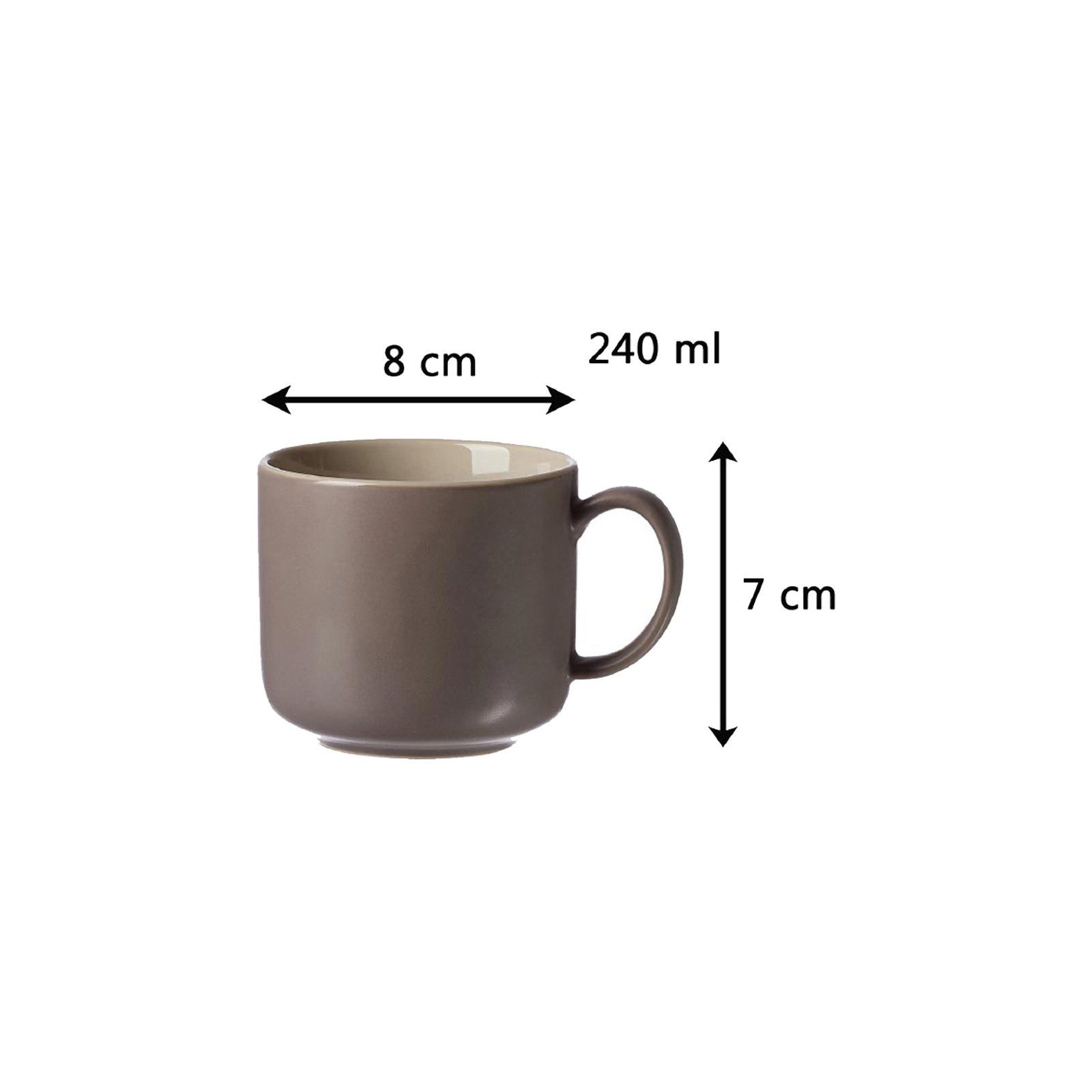 Ritzenhoff & Breker Tasse mit Kaffeetasse Untertasse 240 Taupe Jasper Keramik ml