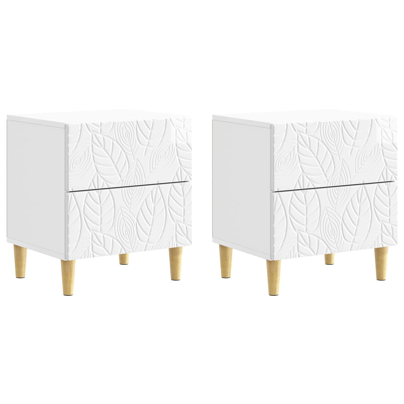 Nachttisch Nachttisch 2 pcs Hochglanz Weiß 43 x 34,5 x 48 cm Holzwerkstoff