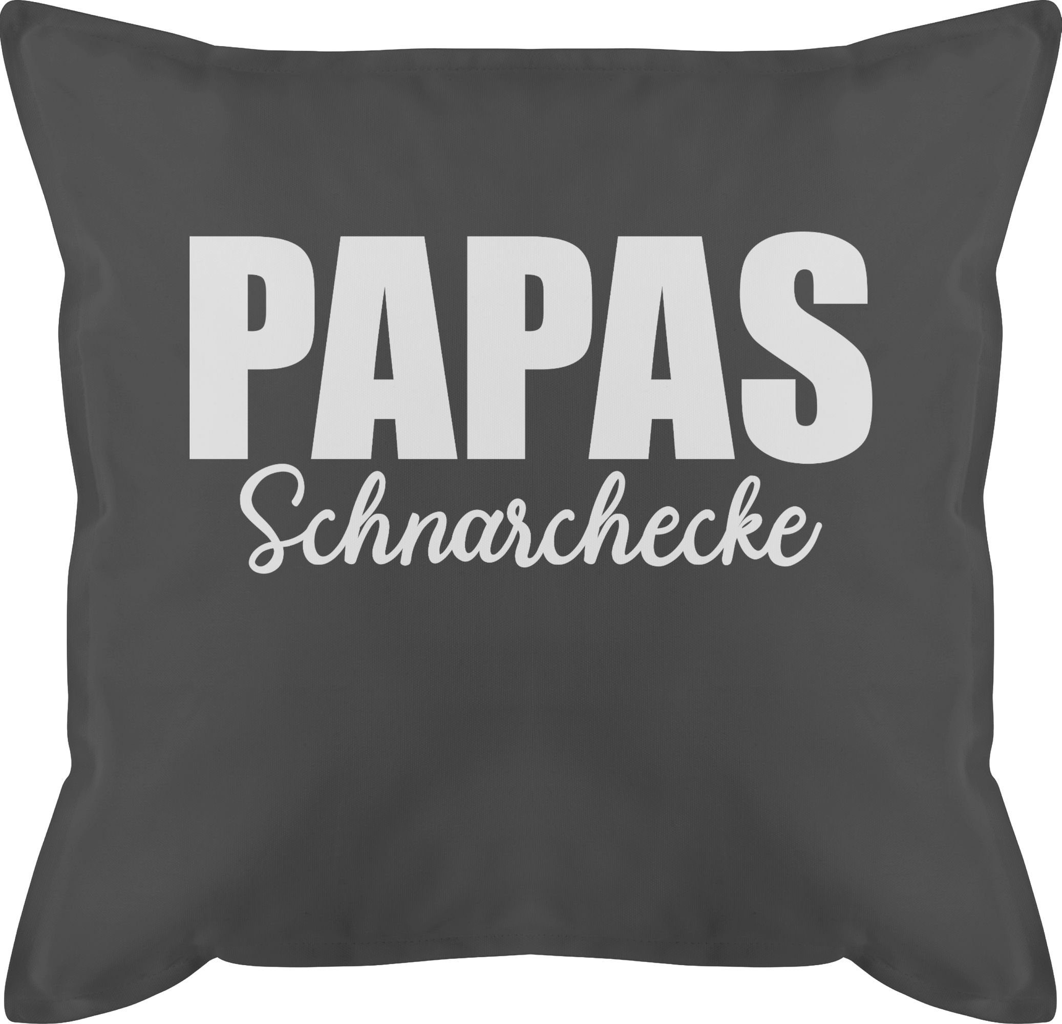 Shirtracer Dekokissen Papas Schnarchecke - Schrift - weiß, Vatertagsgeschenk Kissen 1 Grau