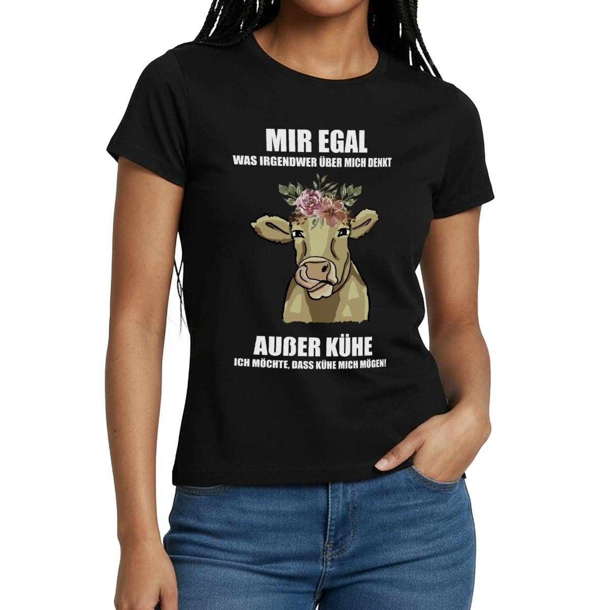 Spreadshirt T-Shirt Kühe Lächeln Aus Liebe Und Leidenschaft Frauen T-Shirt (1-tlg) Slim Fit, fällt klein aus
