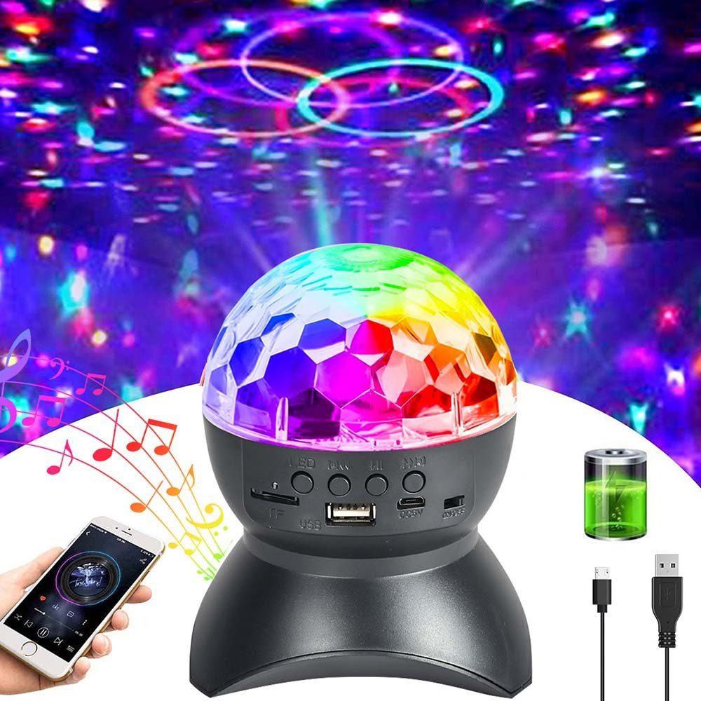 RGB Discolicht Discokugel, Discokugel, Tischleuchte Disco-Lichter Partyleuchte Partylicht,Bluetooth Discolicht RGB LED MUPOO RGB LED LED Wiederaufladbar/USB-betrieben, Tischlampe,