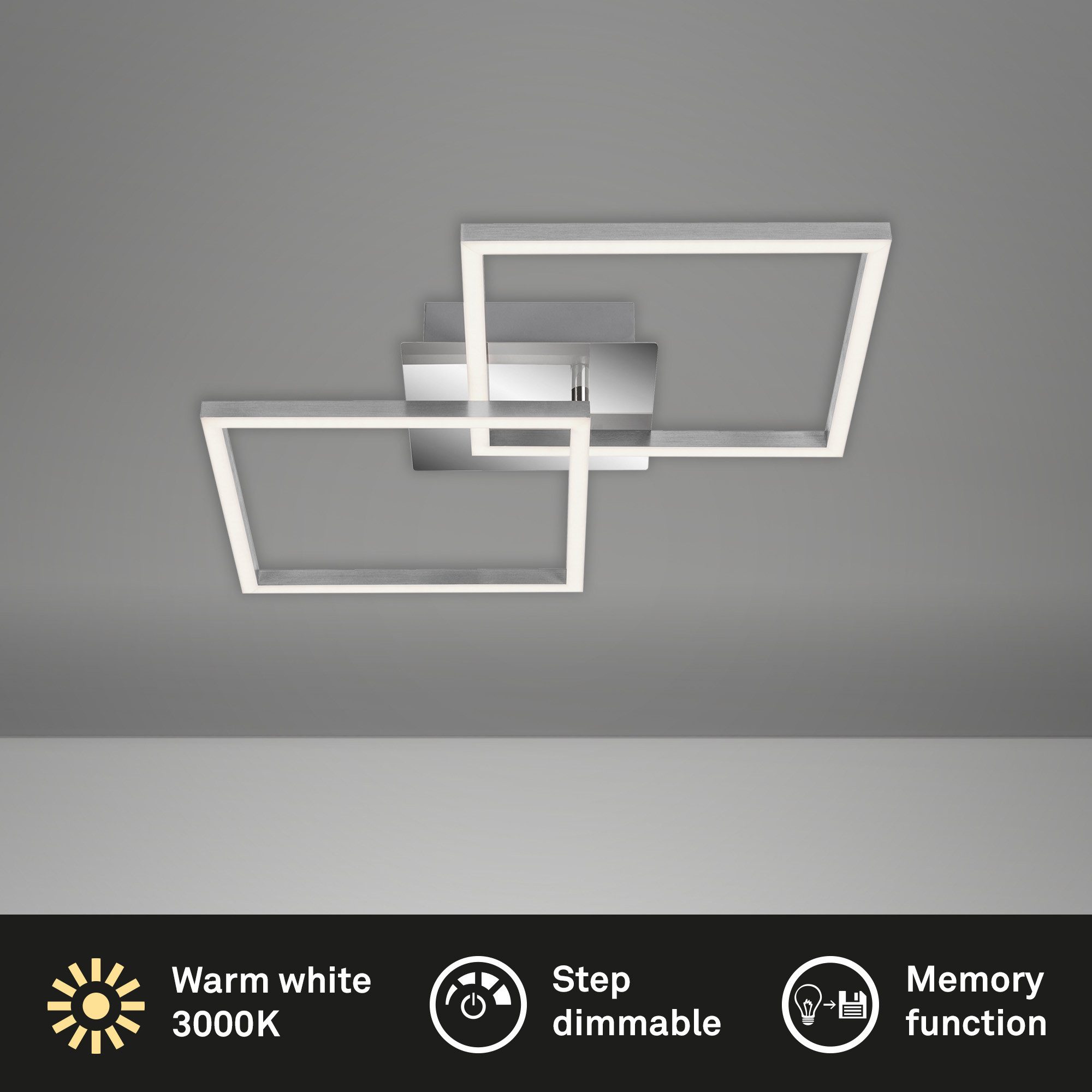Briloner Leuchten Deckenleuchte LED Deckenlampe Rahmenleuchte Wohnzimmer Sc günstig online kaufen