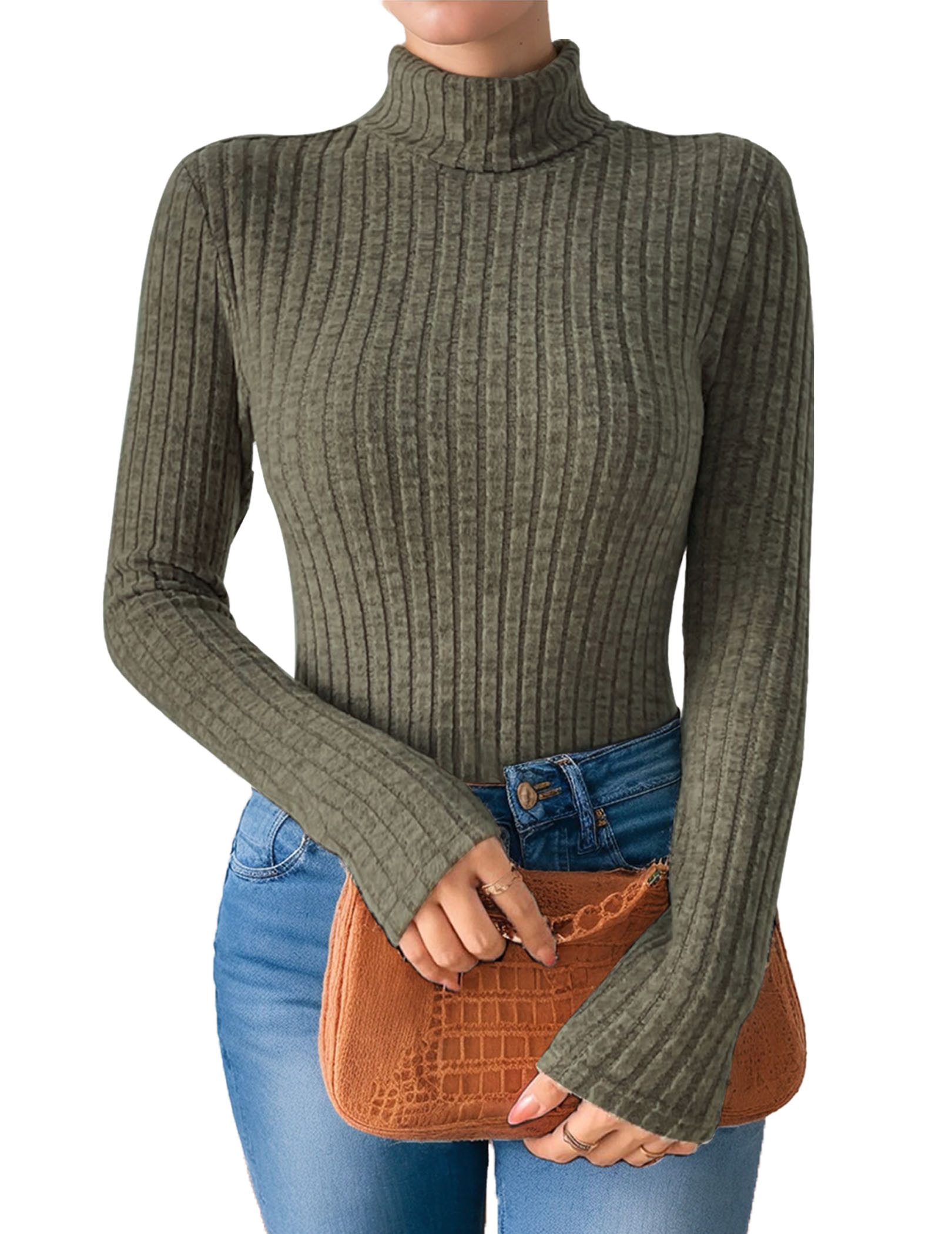 LUCKZON Rollkragenpullover Damen Rollkragen Langarmshirts mit günstig online kaufen