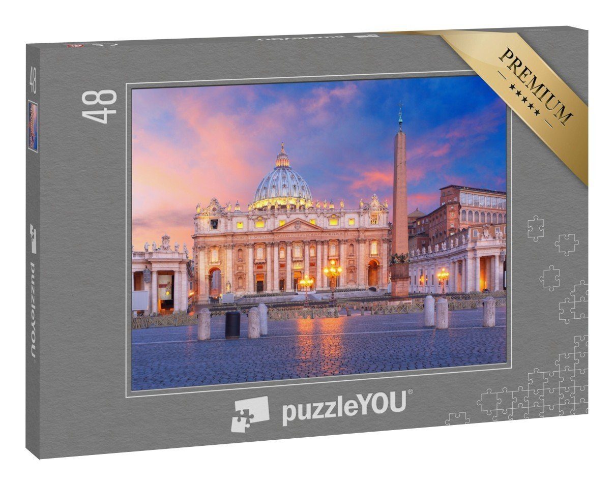 puzzleYOU Puzzle Sonnenaufgang über der Vatikanstadt in Rom, 48  Puzzleteile, puzzleYOU-Kollektionen Petersdom
