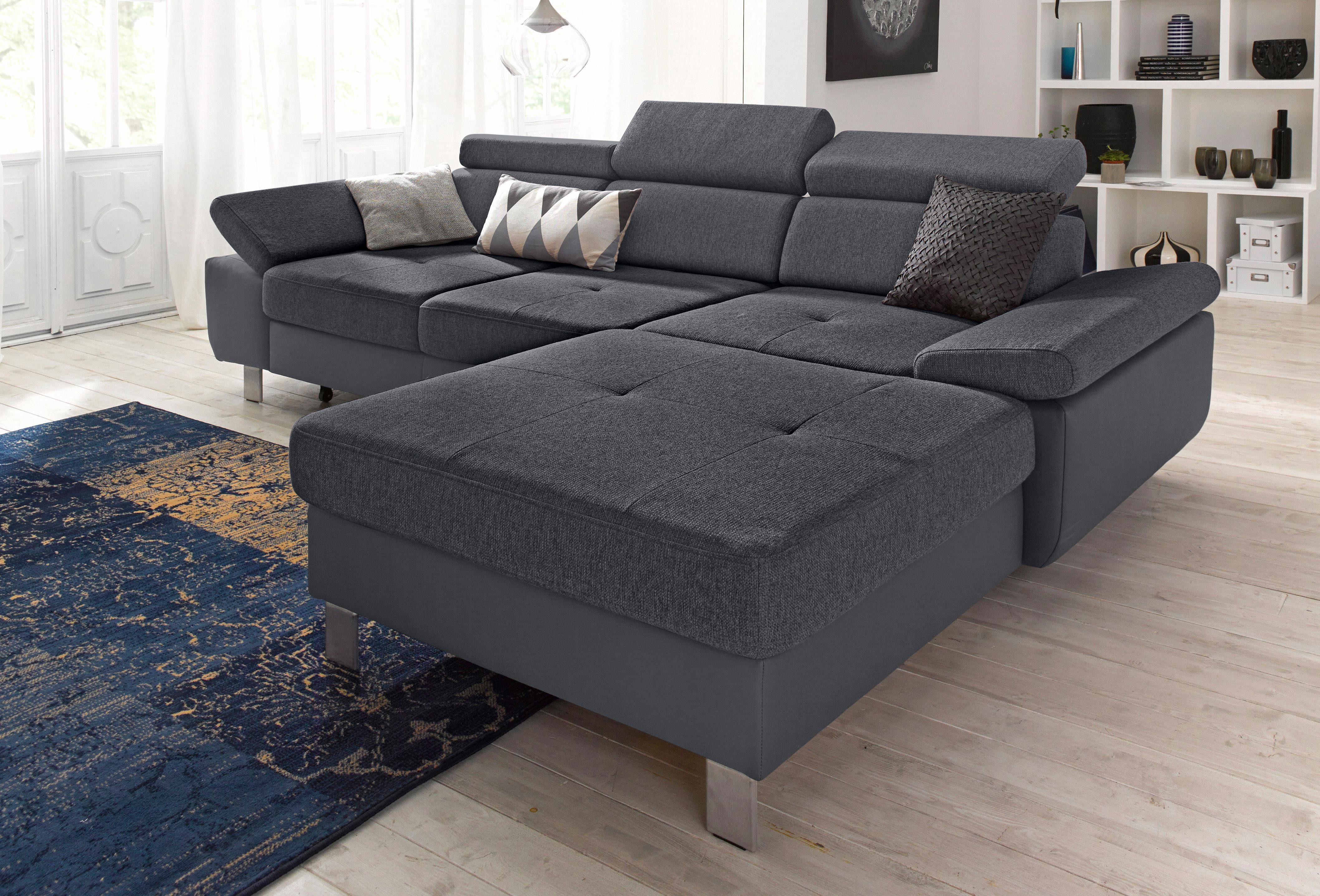 exxpo - sofa fashion Ecksofa Locarno, L-Form, Kopf-/Rückenverstellung, wahlw. mit Bettfunktion u. Bettkasten