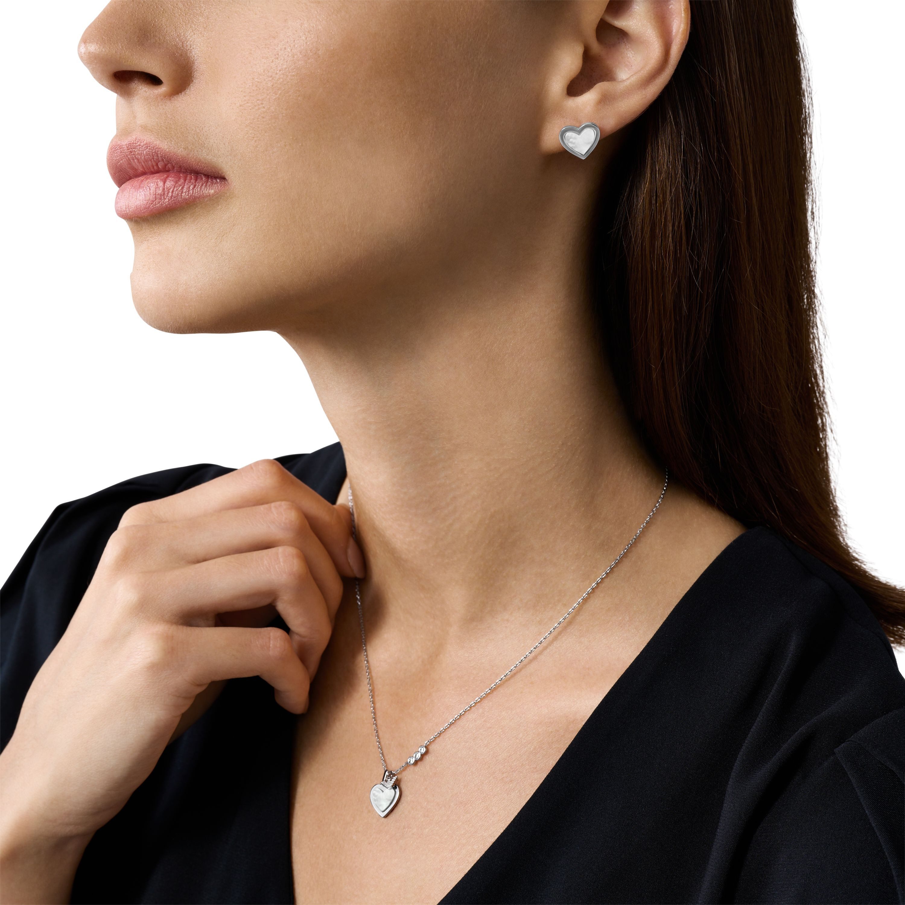 Emporio Armani Ohrring und Ketten Set Mulitpack Schmuck Geschenk Metall JEWELRY (Set, 3-tlg), mit Zirkonia (synth) - mit Perlmutt