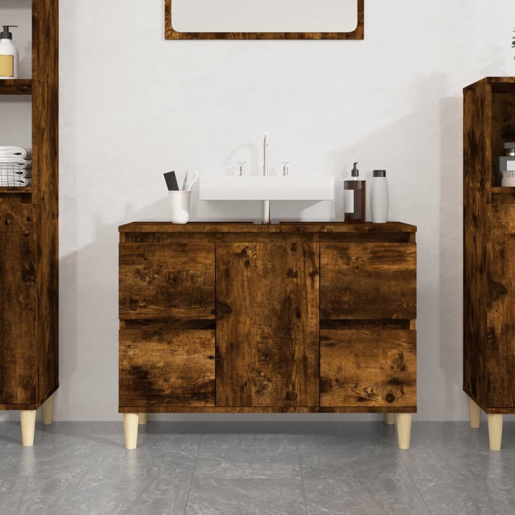 vidaXL Waschtisch NA Waschbeckenunterschrank Räuchereiche 80x33x60 cm Spanplatte