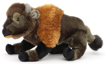 Uni-Toys Kuscheltier Bison, sitzend - 29 cm (Länge) - Plüsch-Büffel, Rind - Plüschtier, zu 100 % recyceltes Füllmaterial