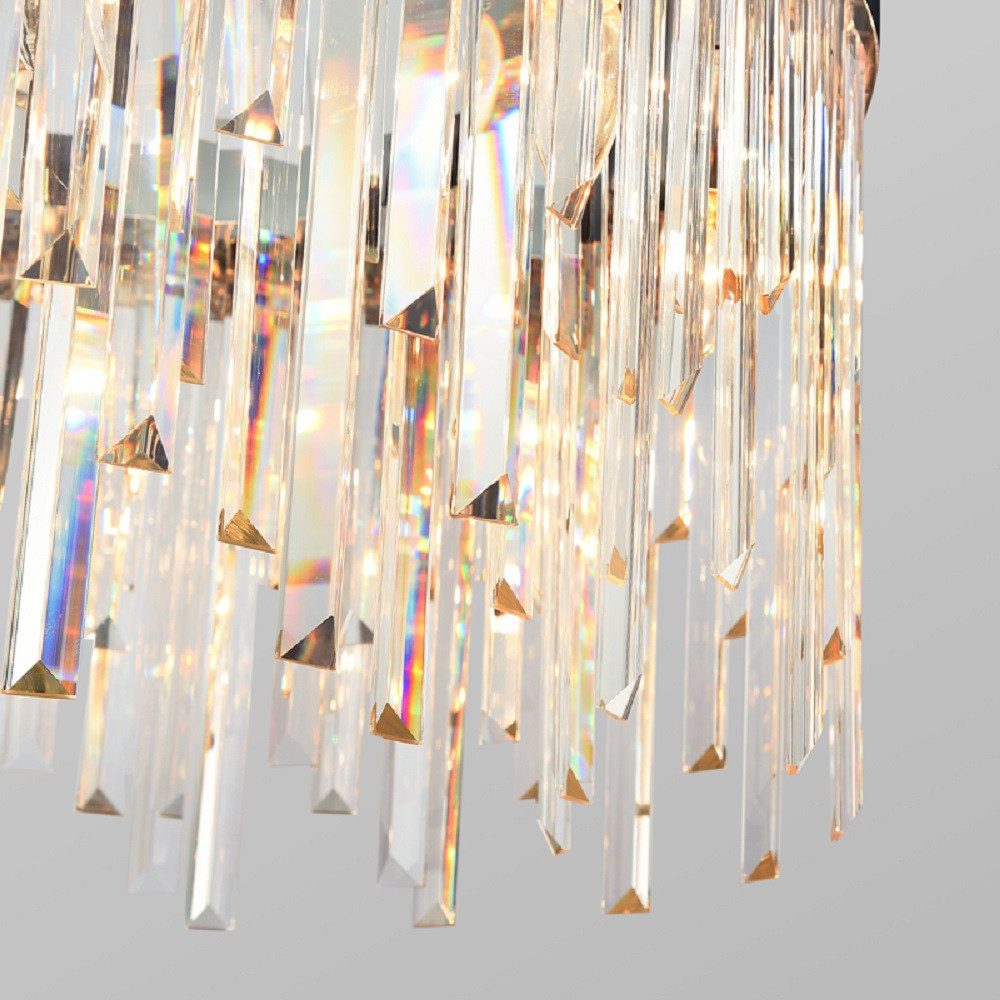 PGA-Lights Pendelleuchte Pendelleuchte Starnberg Länge 90cm mit funkelnden Kristallstäben Gold, LED wechselbar