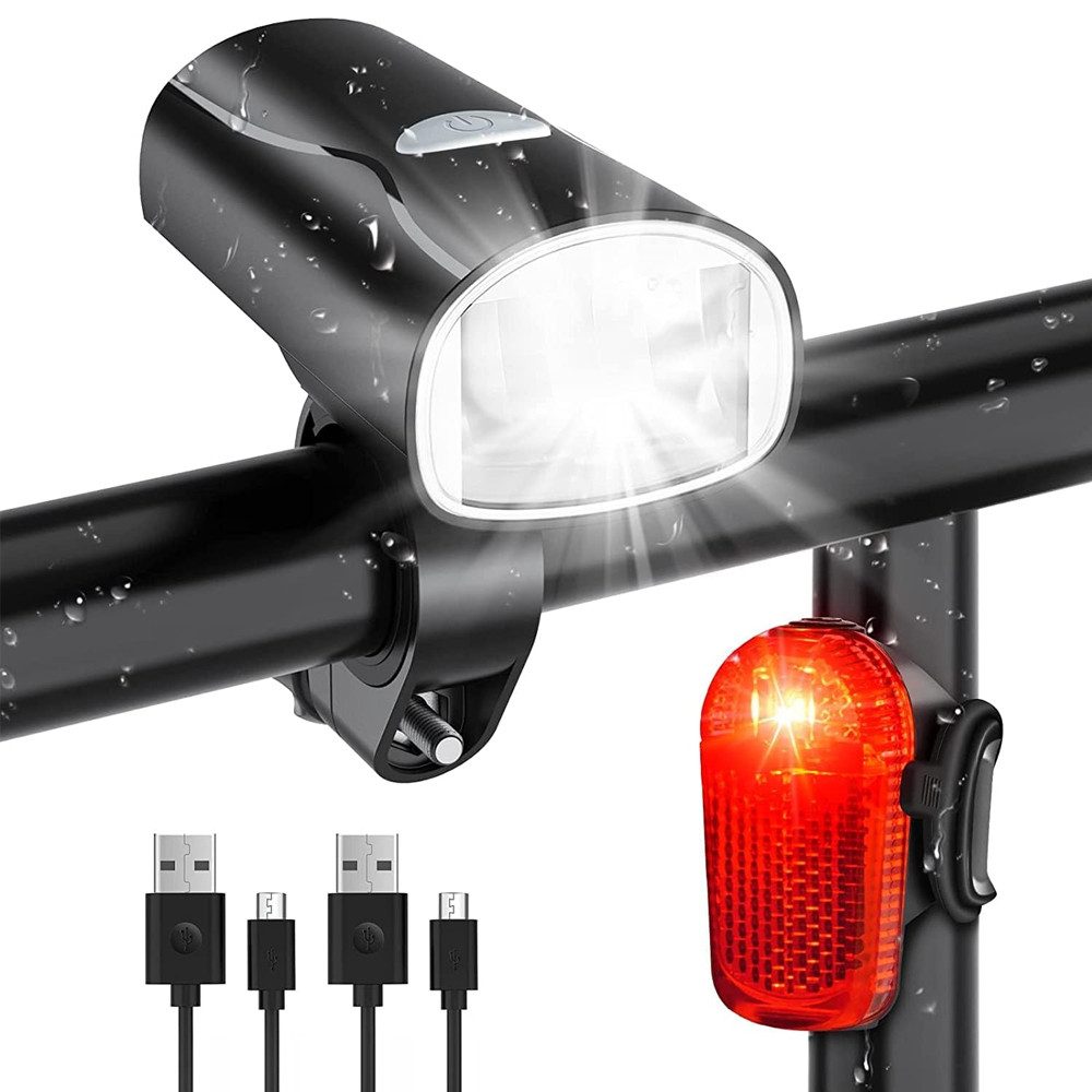zggzerg Fahrradbeleuchtung LED Fahrradlicht Set,STVZO Zugelassen Fahrradbeleuchtung USB Aufladbar