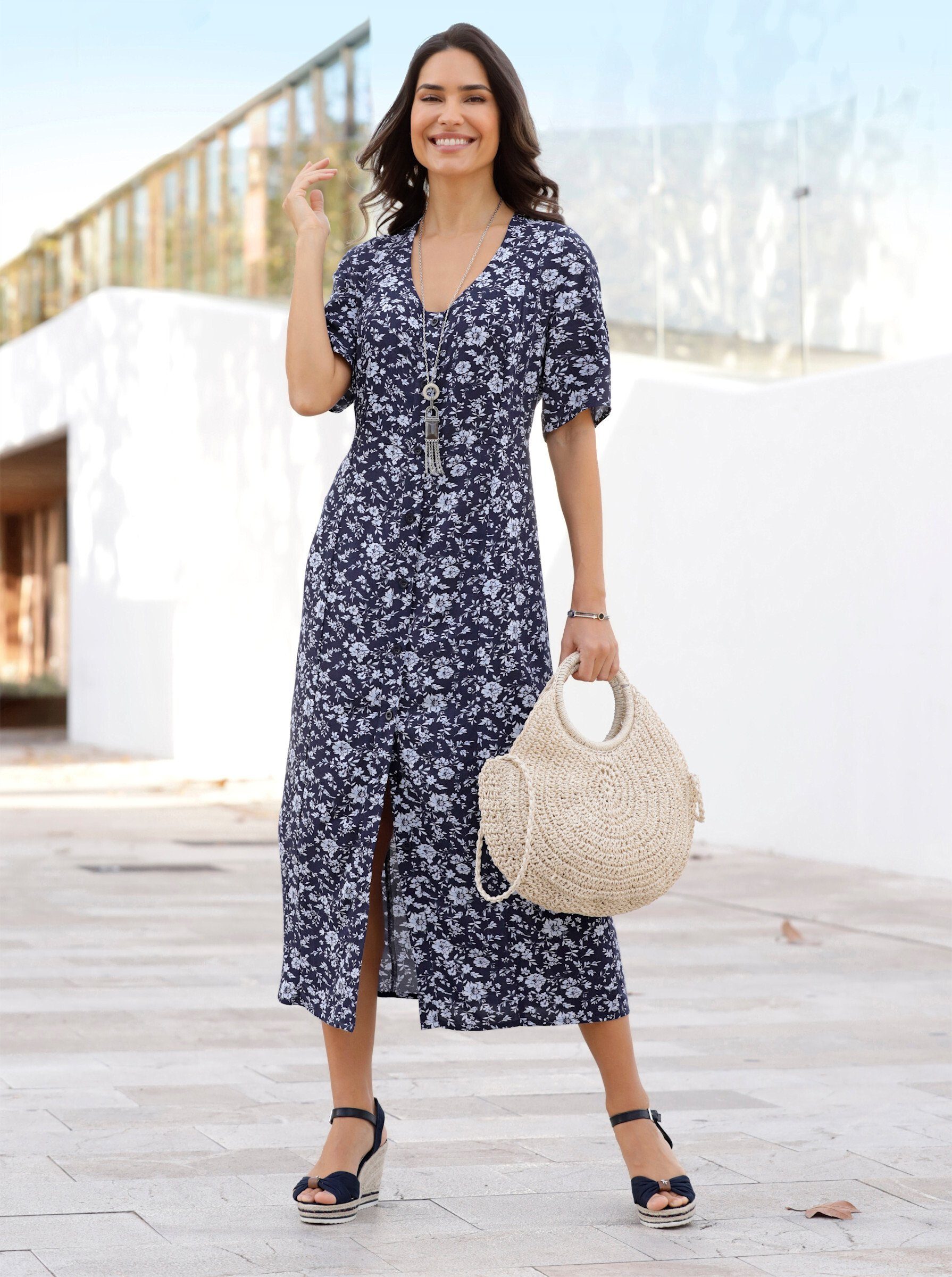 Sieh an! Etuikleid Druck-Kleid Kurzarm