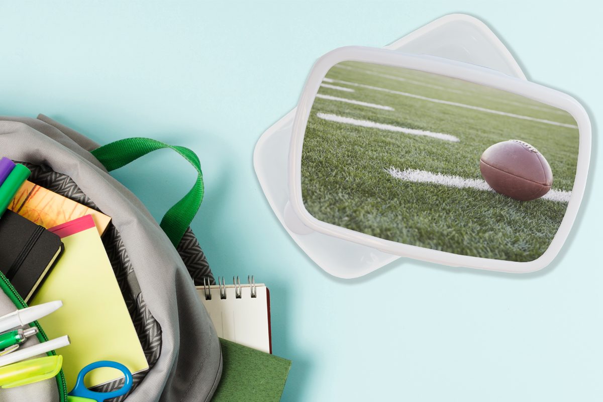 eines Mädchen MuchoWow einem schönen Feld, Brotdose, Lunchbox Nahaufnahme und Brotbox Kunststoff, auf Kinder für weiß American Erwachsene, (2-tlg), und Football für Jungs