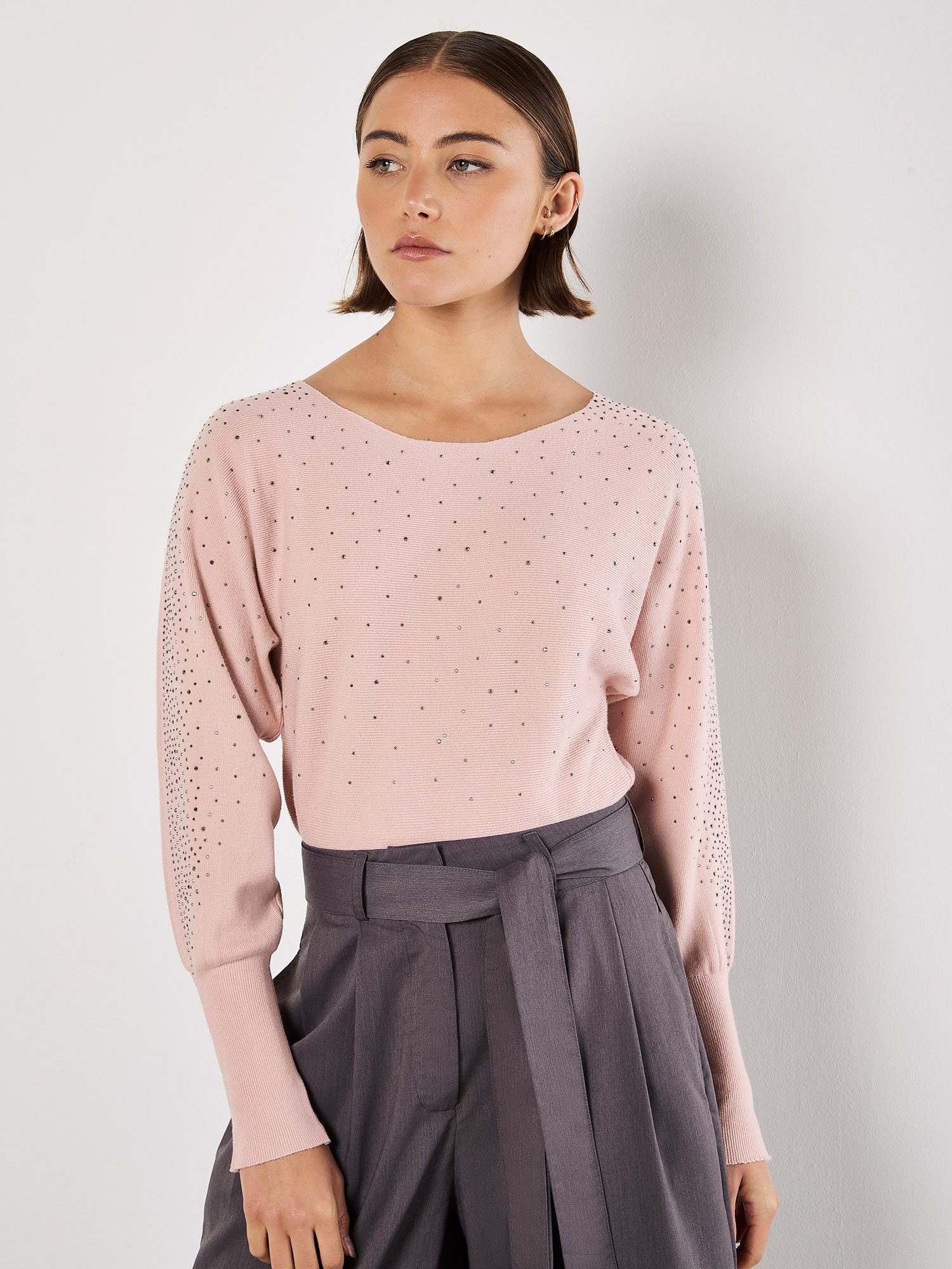 Apricot Strickpullover Gerippter Batwing Pullover, mit günstig online kaufen