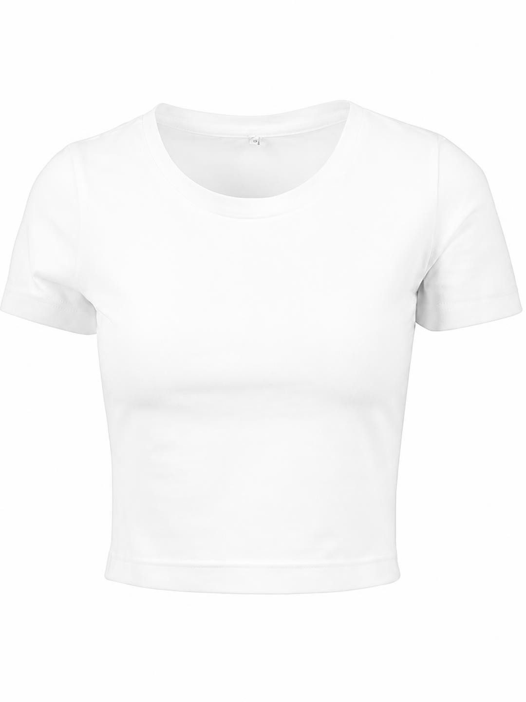 Build Your Brand Rundhalsshirt Damen Cropped Tee / Single Jersey / Kurz geschnitten