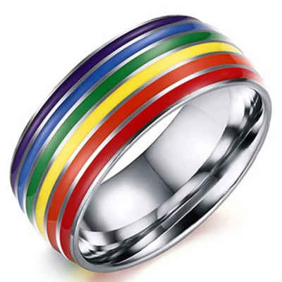 Ware aus aller Welt Fingerring Homosexuelle Lgbt Edelstahl Regenbogen Ring Herren Damen Unisex Ring