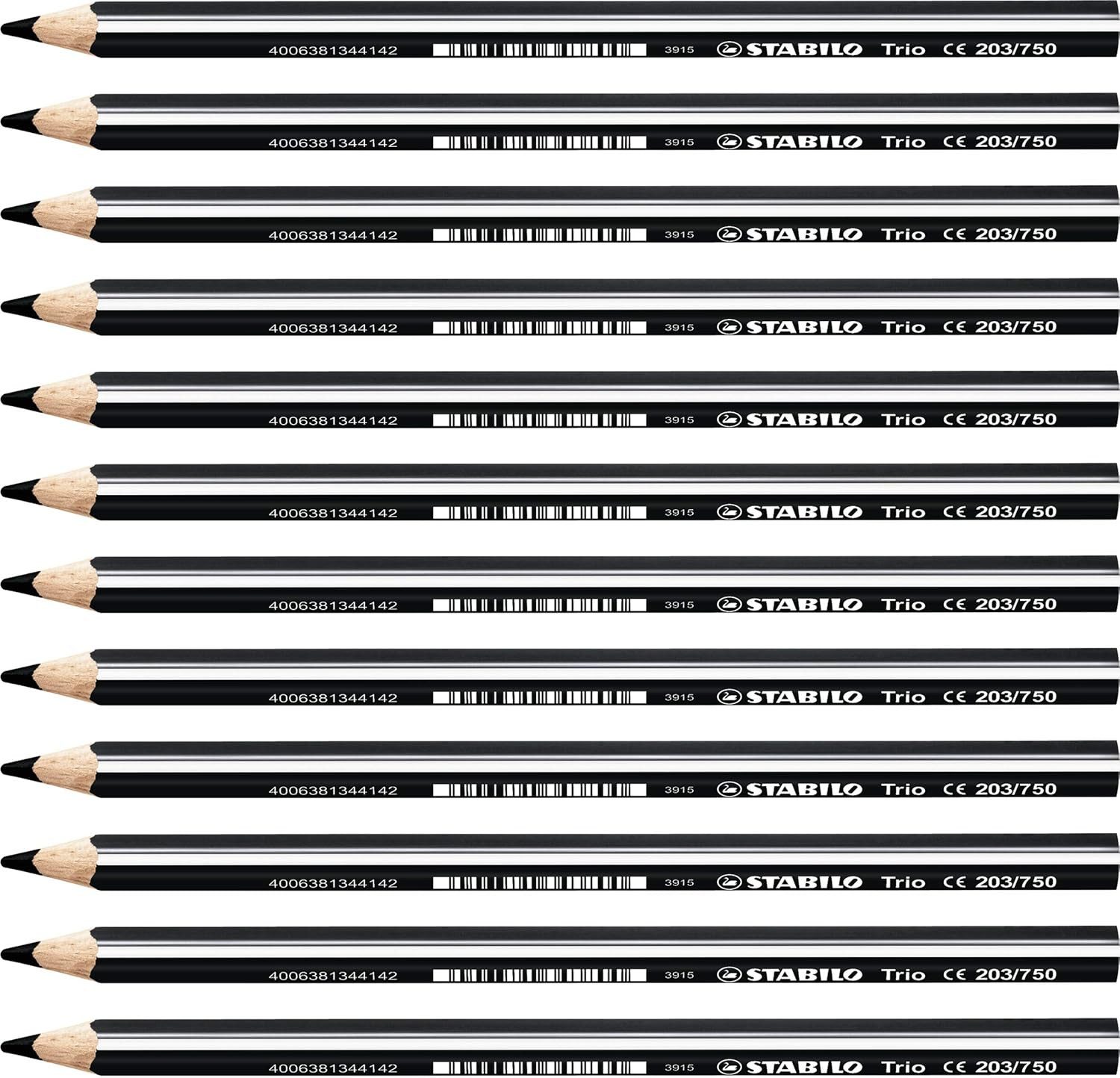 Buntstift Dreikant-Buntstift - STABILO Trio dick - 12er Pack - schwarz