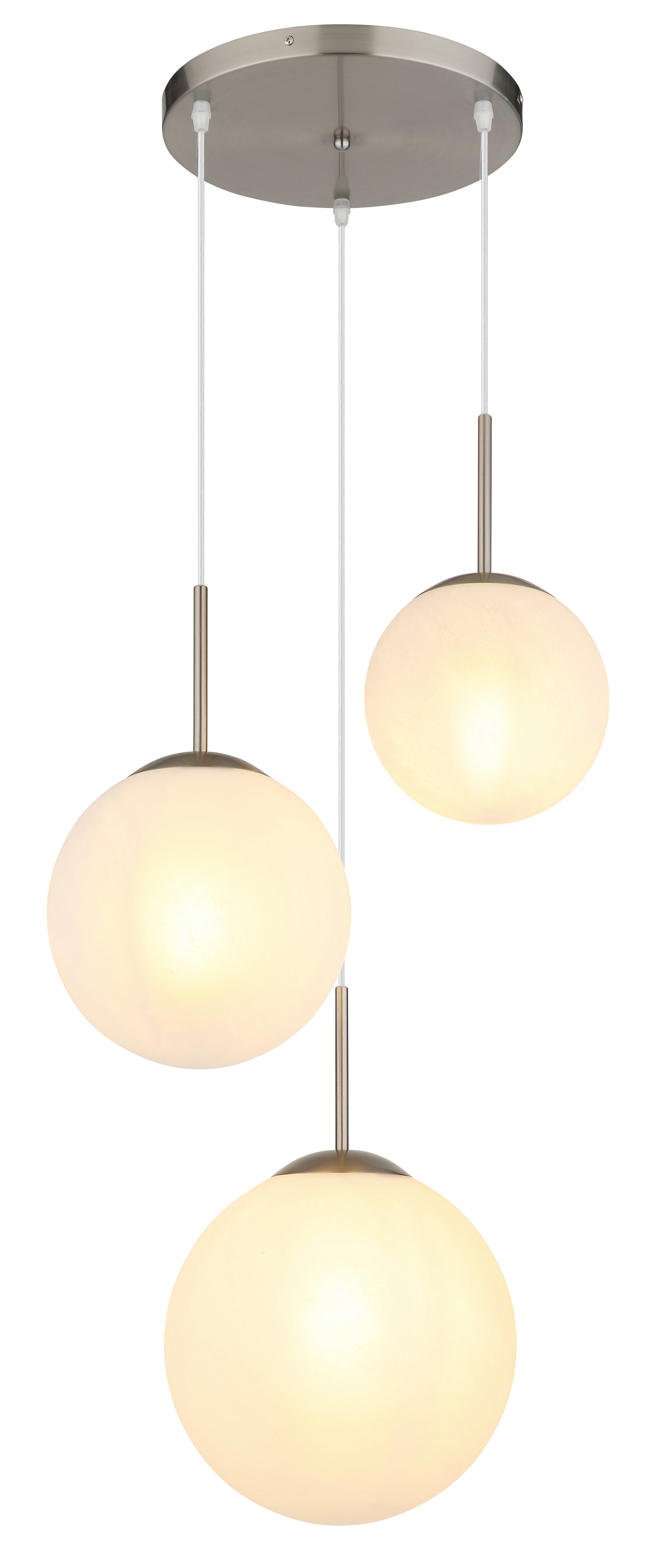 NOWA Pendelleuchte KOP, ohne Leuchtmittel, Hängeleuchte, Hängeleuchte, Glaskugeln opal, alabaster Optik