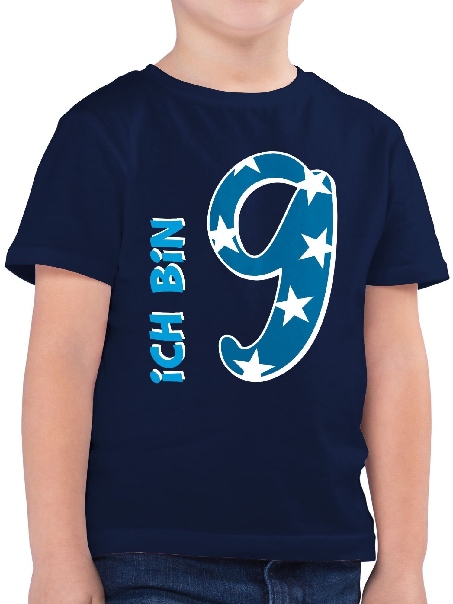 Shirtracer T-Shirt Ich bin neun Blau Junge 9. Geburtstag 1 Dunkelblau