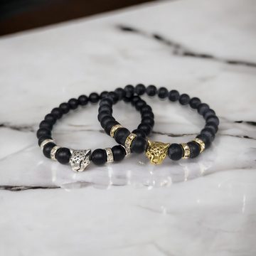Eyecatcher Armkette Leopard Armband aus Natursteinen schwarz mit Edelsteinen elastisch (kein Set)