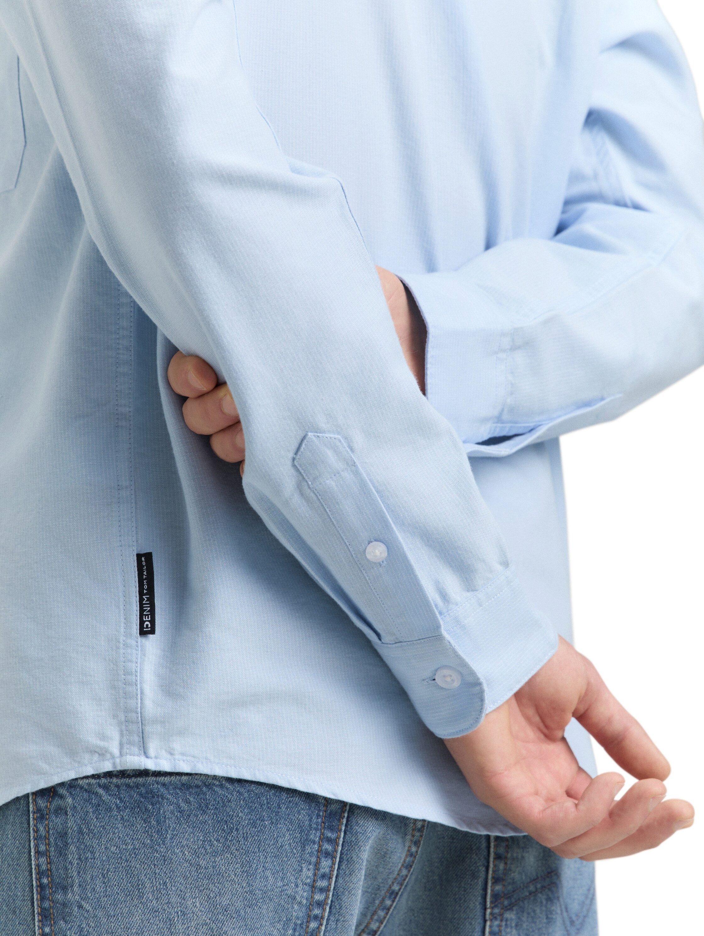 TOM TAILOR Denim Langarmhemd gestreift, mit Button-down-Kragen