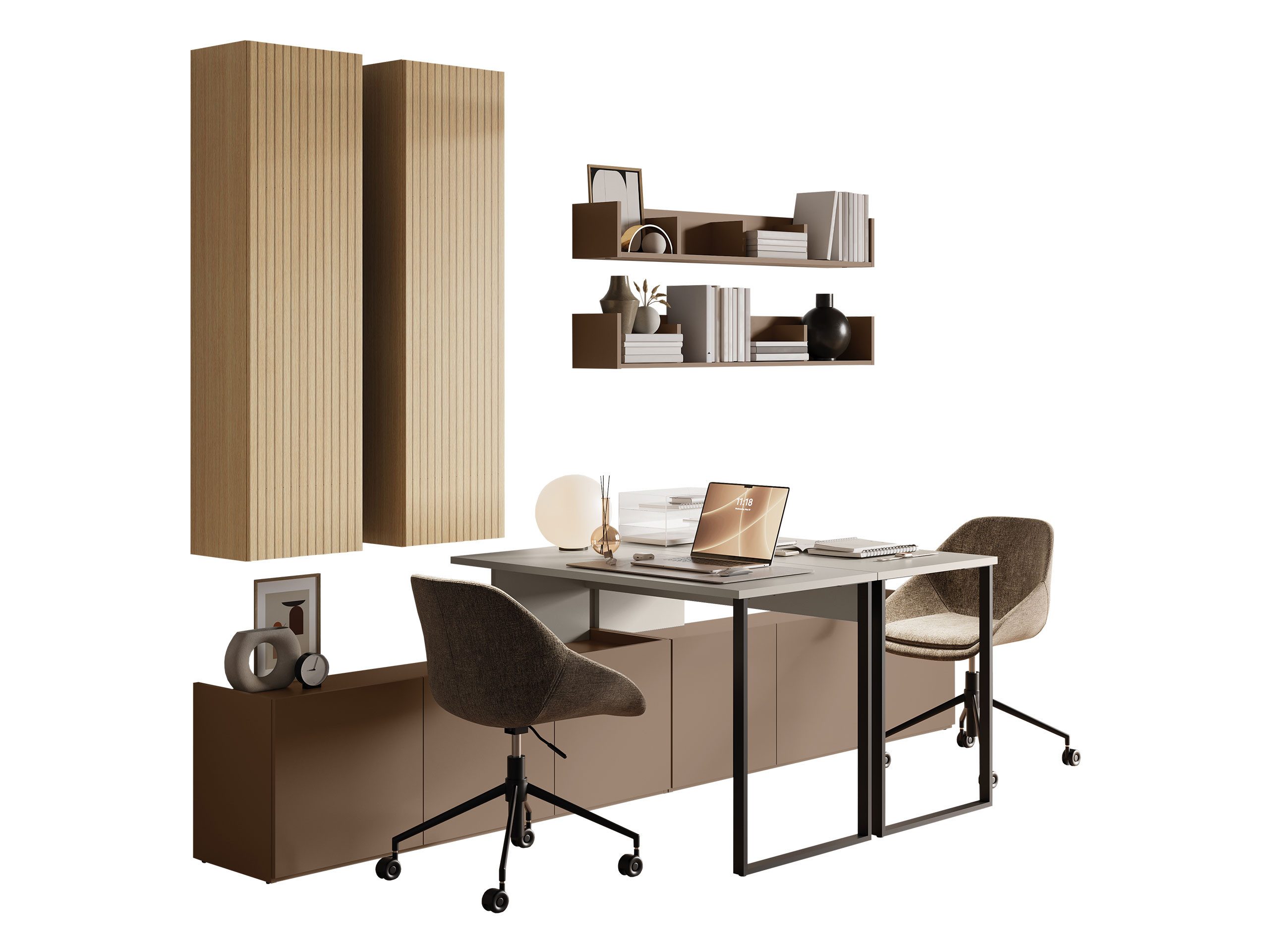 MIRJAN24 Jugendzimmer-Set Sigma IV, (6er-Set, 2x Schreibtisch, 2x Hängeschrank, 2x Wandregal), Metallbeine