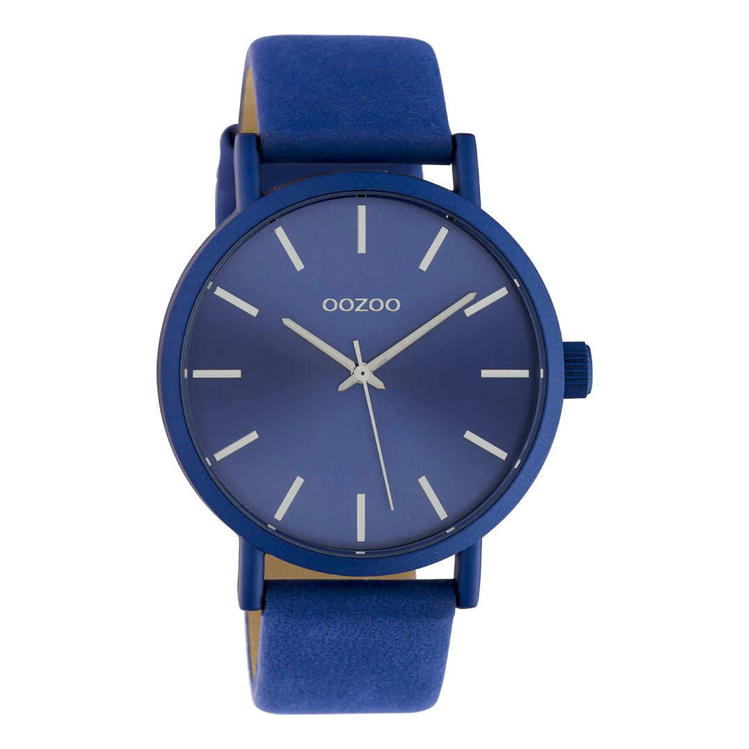 OOZOO Quarzuhr Damenuhr C10452 Blau Lederband 42 mm günstig online kaufen