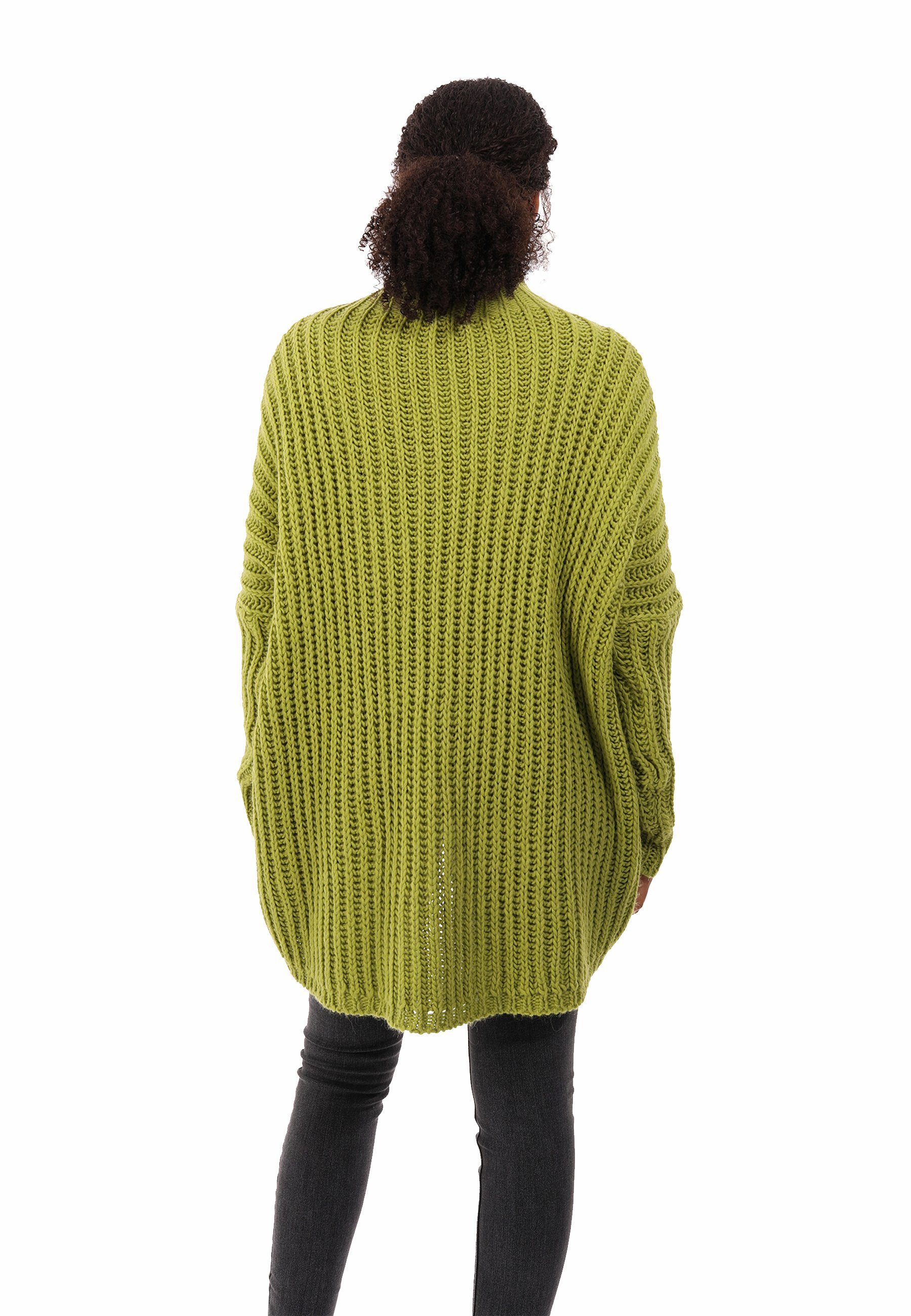 Longpullover Size casual Style & Sweater Grobstrick Pullover Fashion limegreen (1-tlg) One Oversized YC Vokuhila