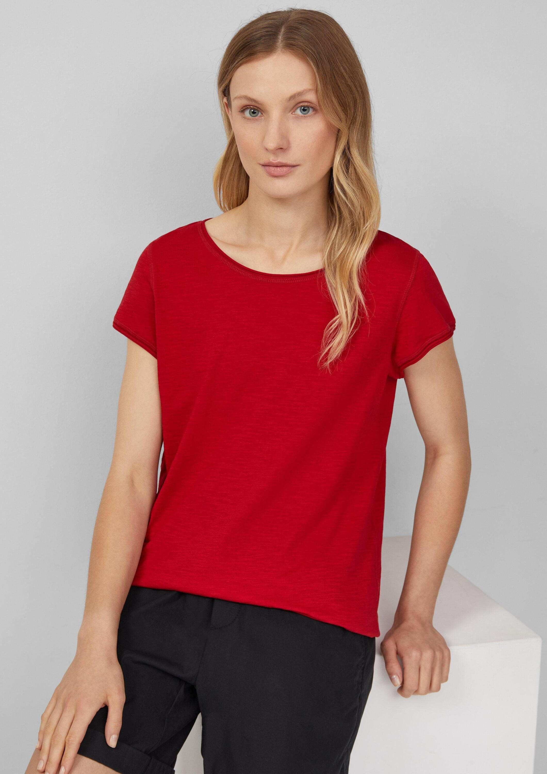 s.Oliver Kurzarmshirt T-Shirt T-Shirt mit Rollkanten und Flammgarnstruktur günstig online kaufen